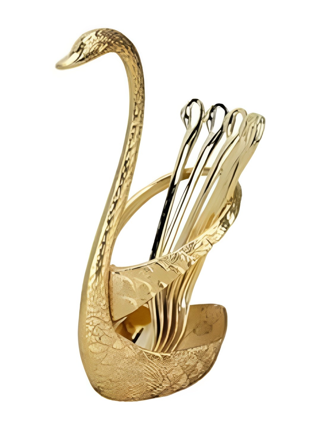 

Shreedah Gold-Toned Brass Swan Cutlery Stand