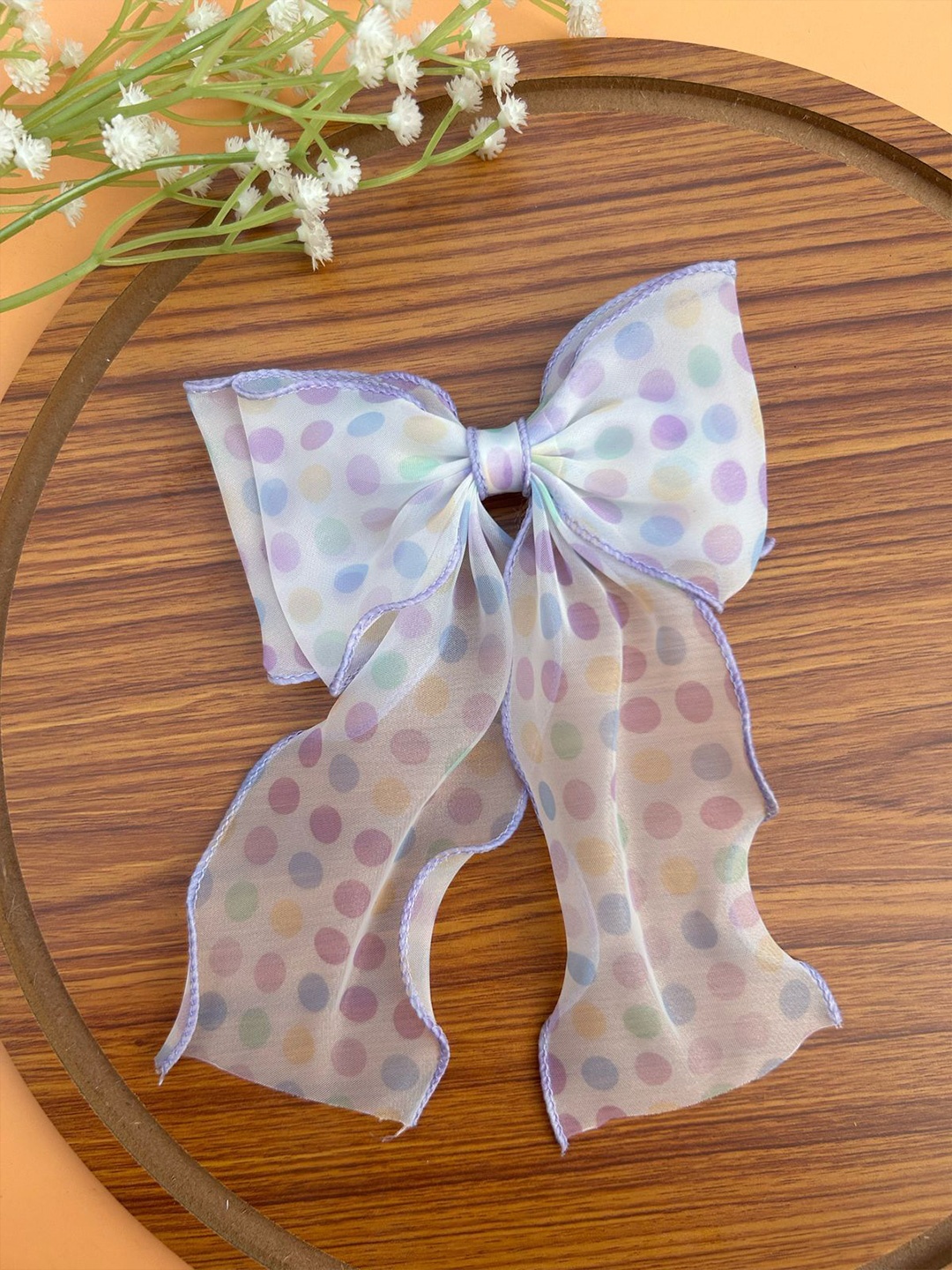 

Radhya Accessories Polka Dot Printed Alligator Hair Bow Clip, Purple