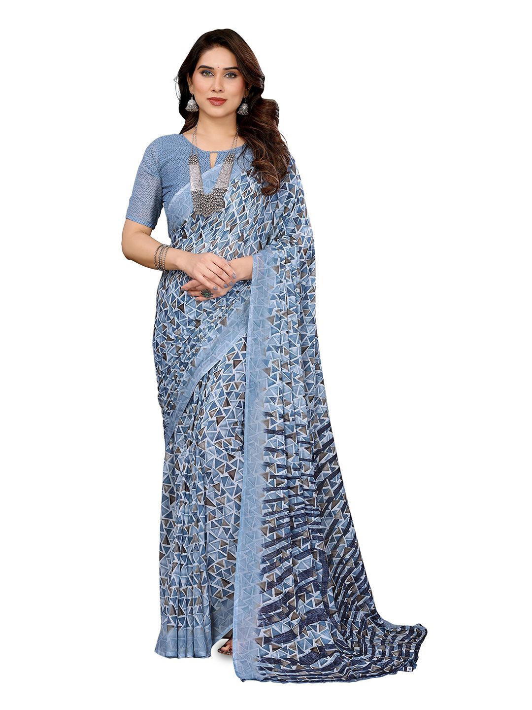 

Moda Rapido Poly Georgette Saree, Grey