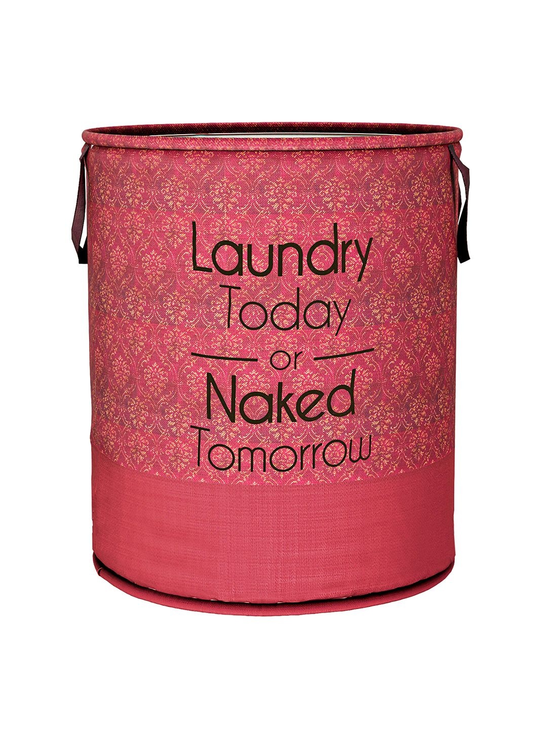 

Kuber Industries Maroon & Black Printed Round Laundry Basket 45 L