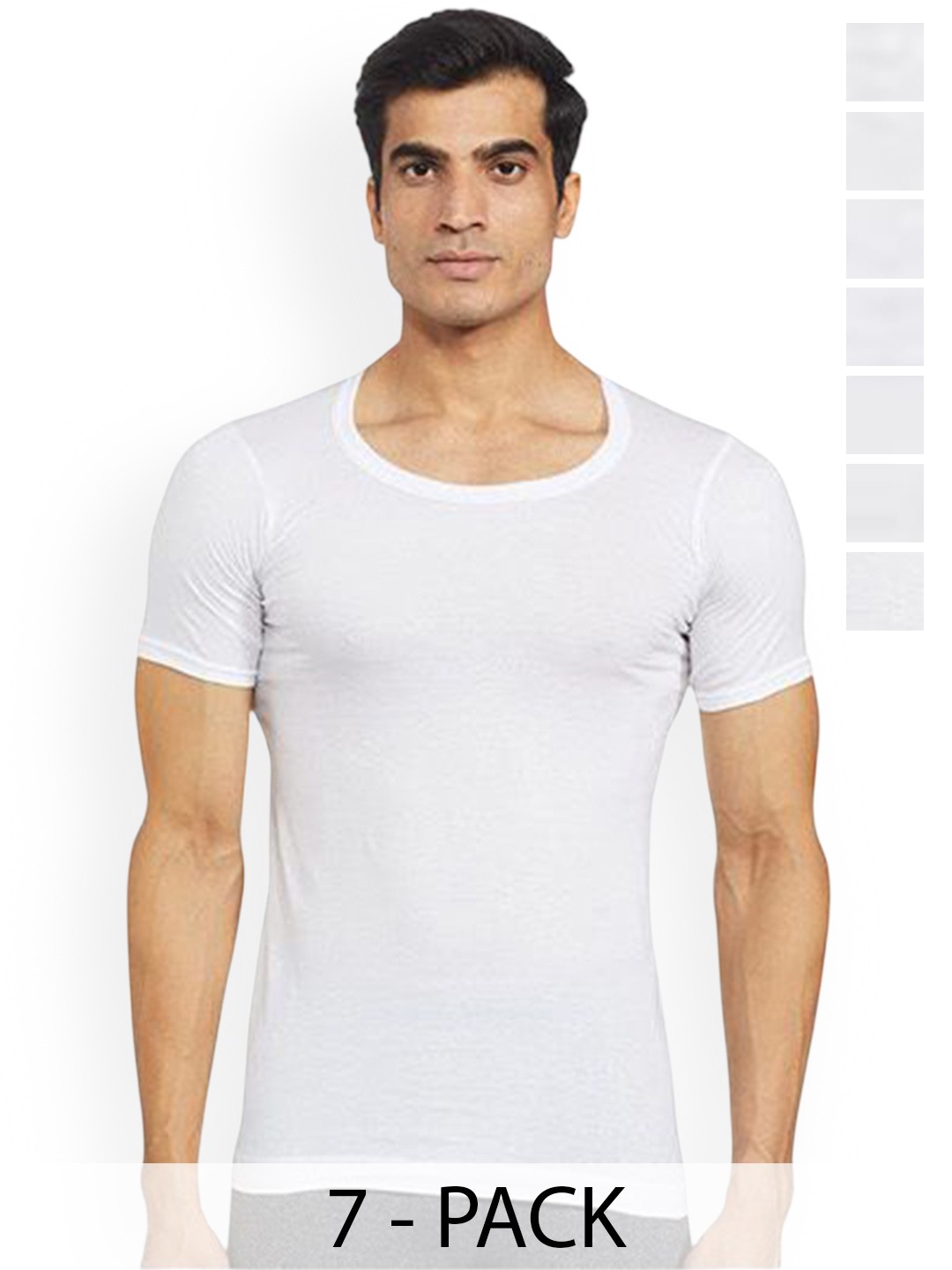

Rupa Pack Of 7 Cotton Innerwear Vests - Frontline-Sky-White-RNS-7-85