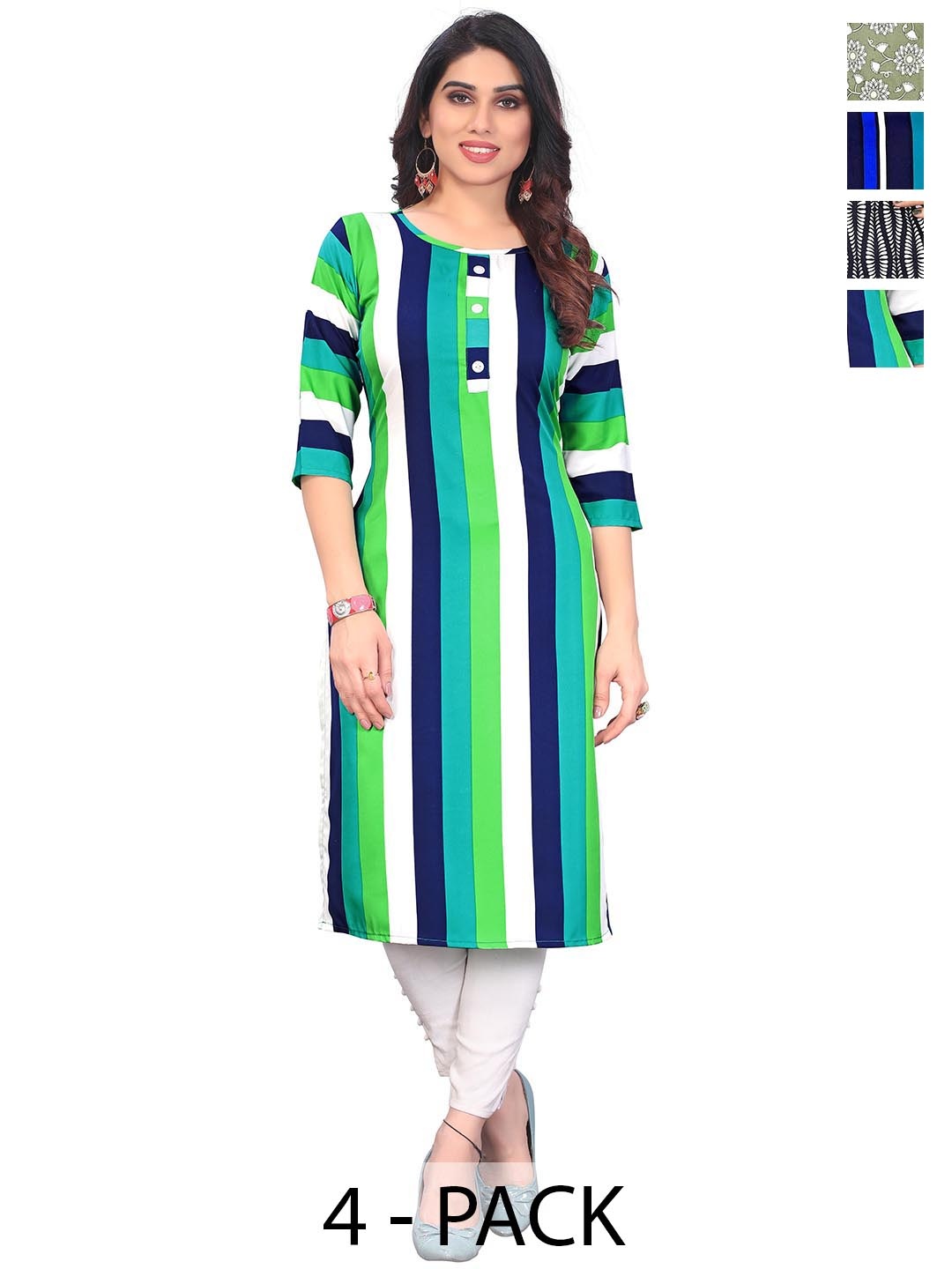 

KETAKI FASHION Selection of 4 Ethnic Motifs Printed Kurtas, Multi
