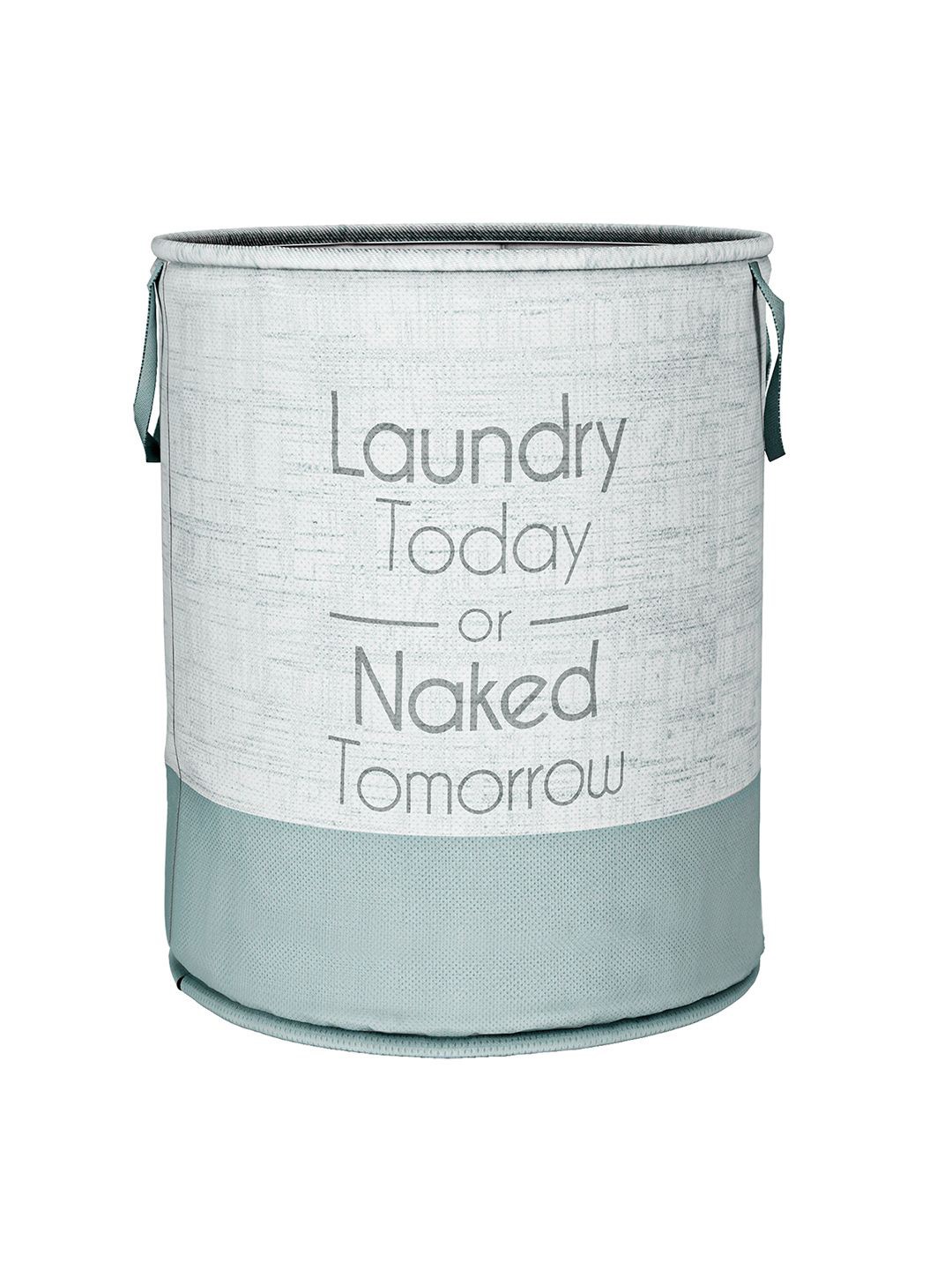 

Kuber Industries Grey & Green Printed Round Laundry Basket 45 L