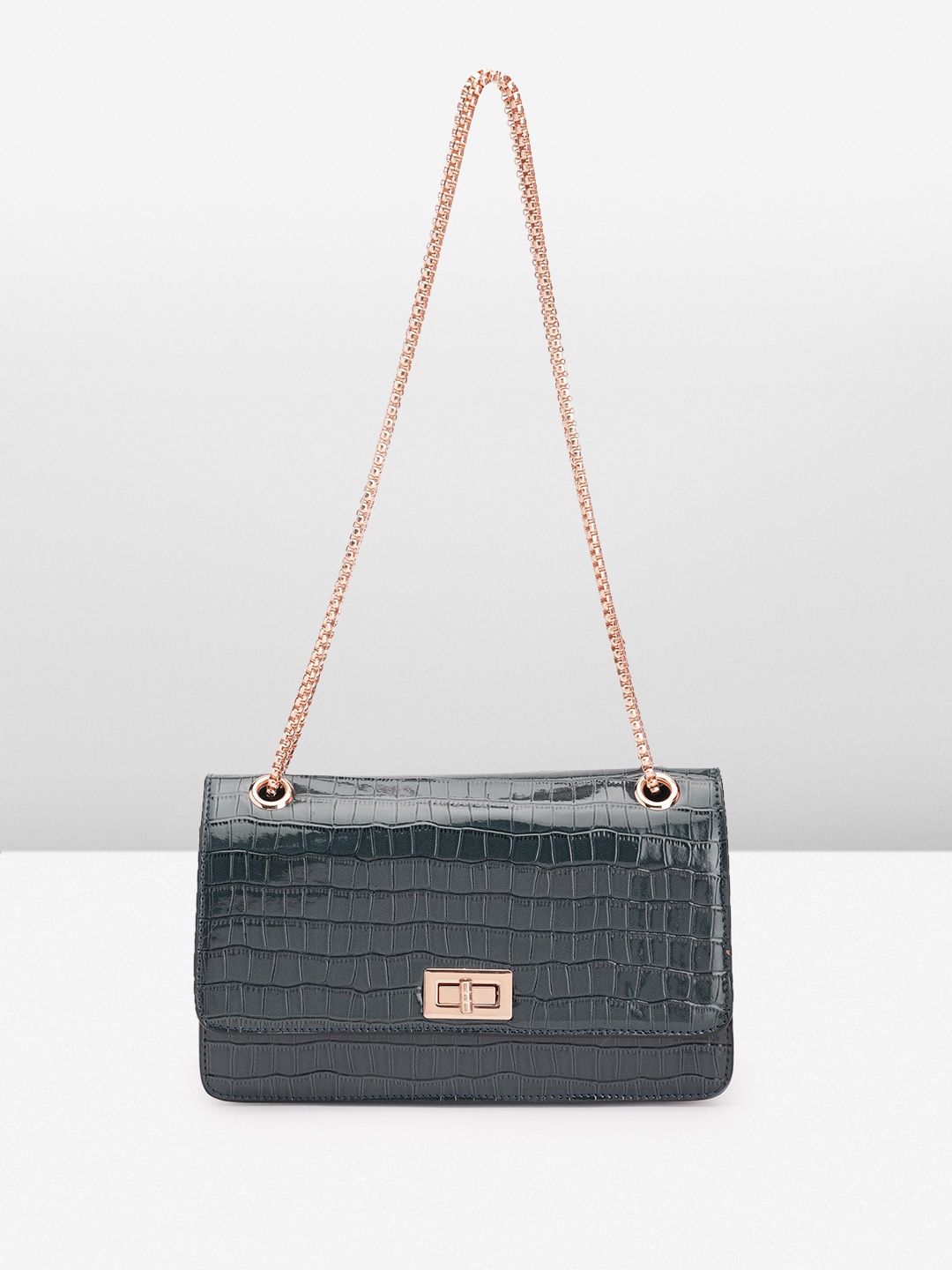 

Carlton London Textured Structured Sling Bag, Navy blue