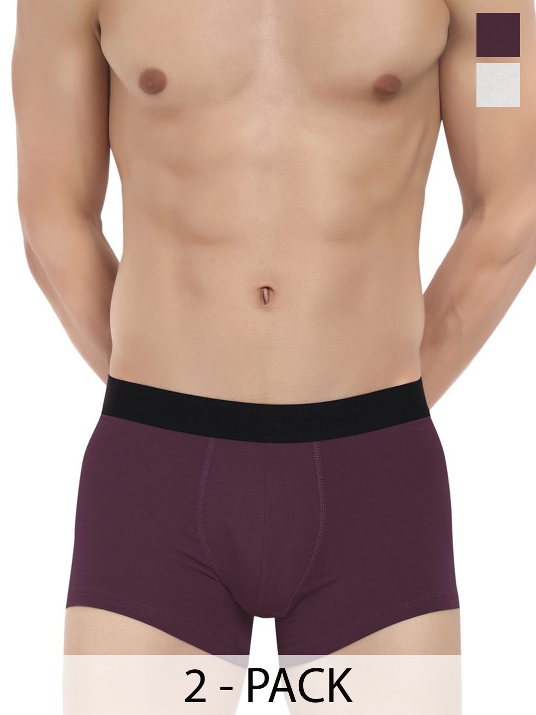 

LOGGERHEAD Pack Of 2 Cotton Long Trunks LHFT004-Maroon-White