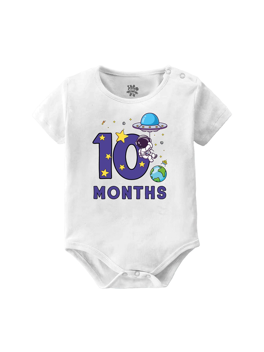 

Baby Buzz Infants Printed Pure Cotton Bodysuit, White