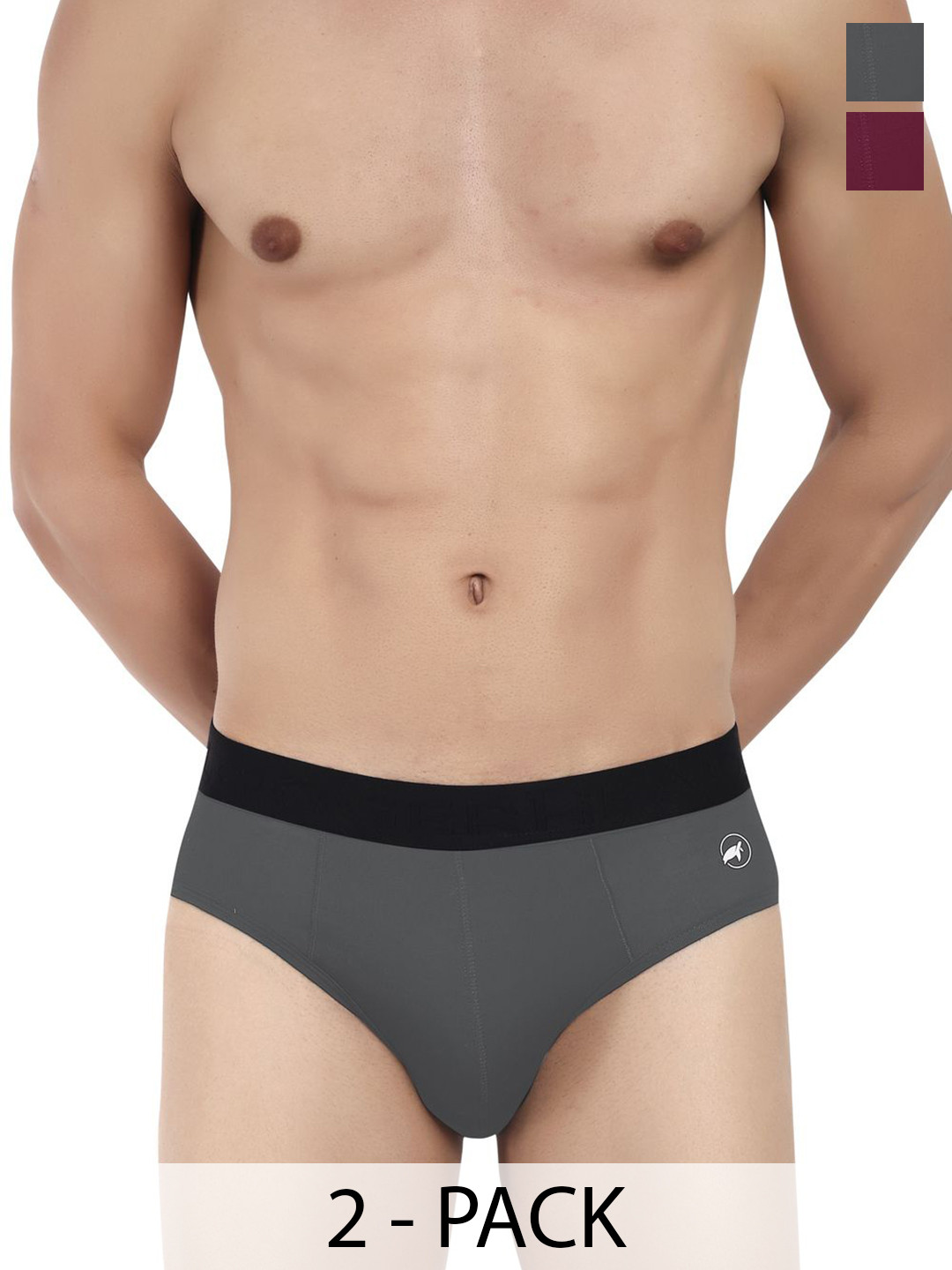 

LOGGERHEAD Pack Of 2 Cotton Hipster Briefs LHMB002-Maroon-S.Grey