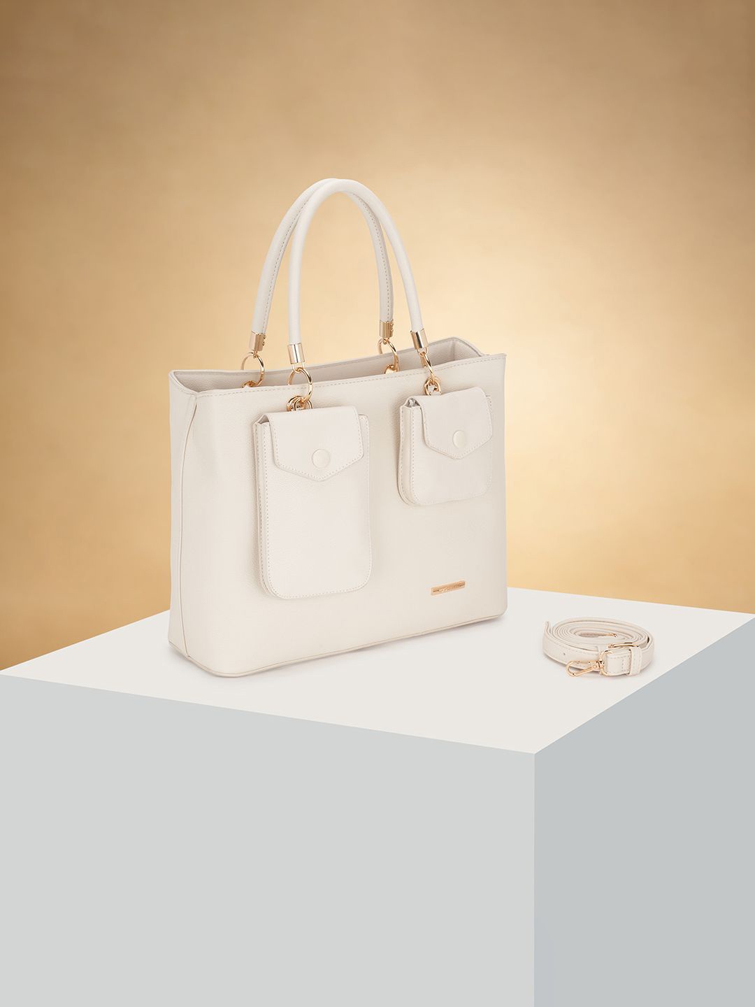 

Forever Glam by Pantaloons Women Solid Structured Shoulder Bag, White