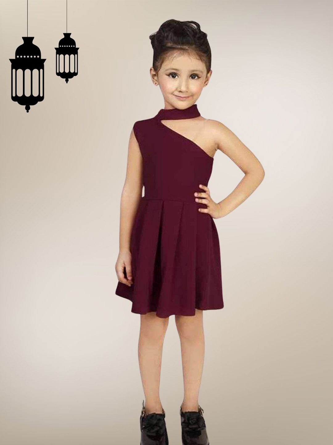 

BAESD Girls One Shoulder Fit and Flare Dress, Maroon