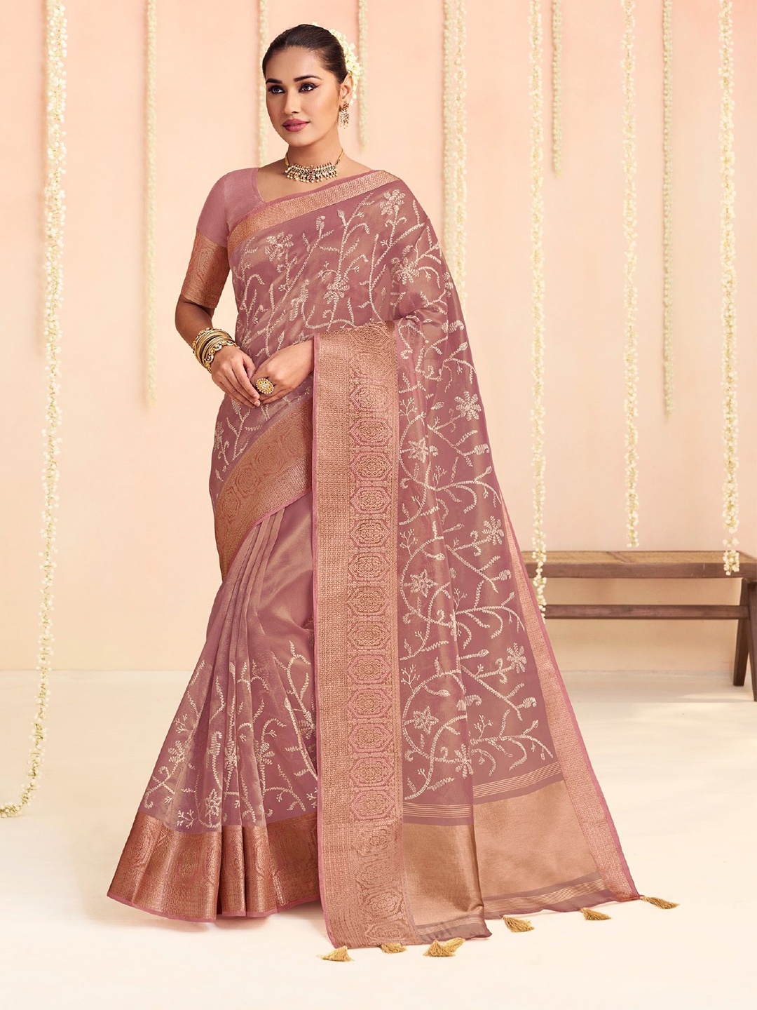 

MAHALASA Woven Design Zari Art Silk Saree, Purple