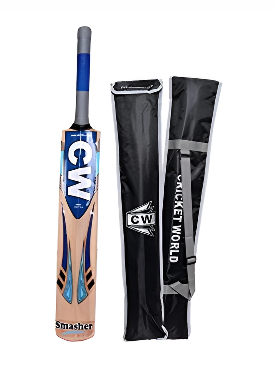 

CW Printed English Willow Cricket Bat With Padded Cover, Blue
