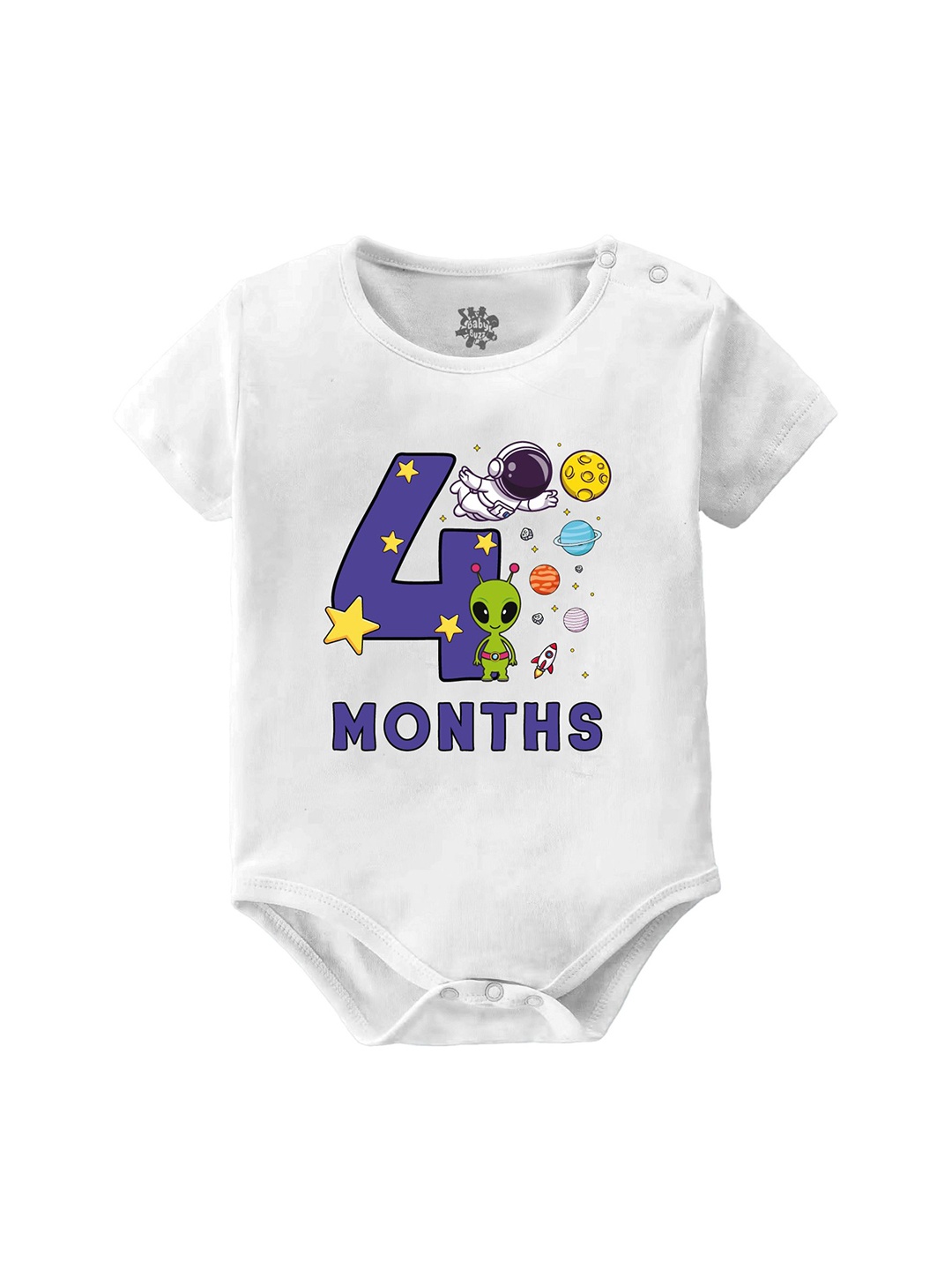 

Baby Buzz Infants Printed Pure Cotton Bodysuit, White