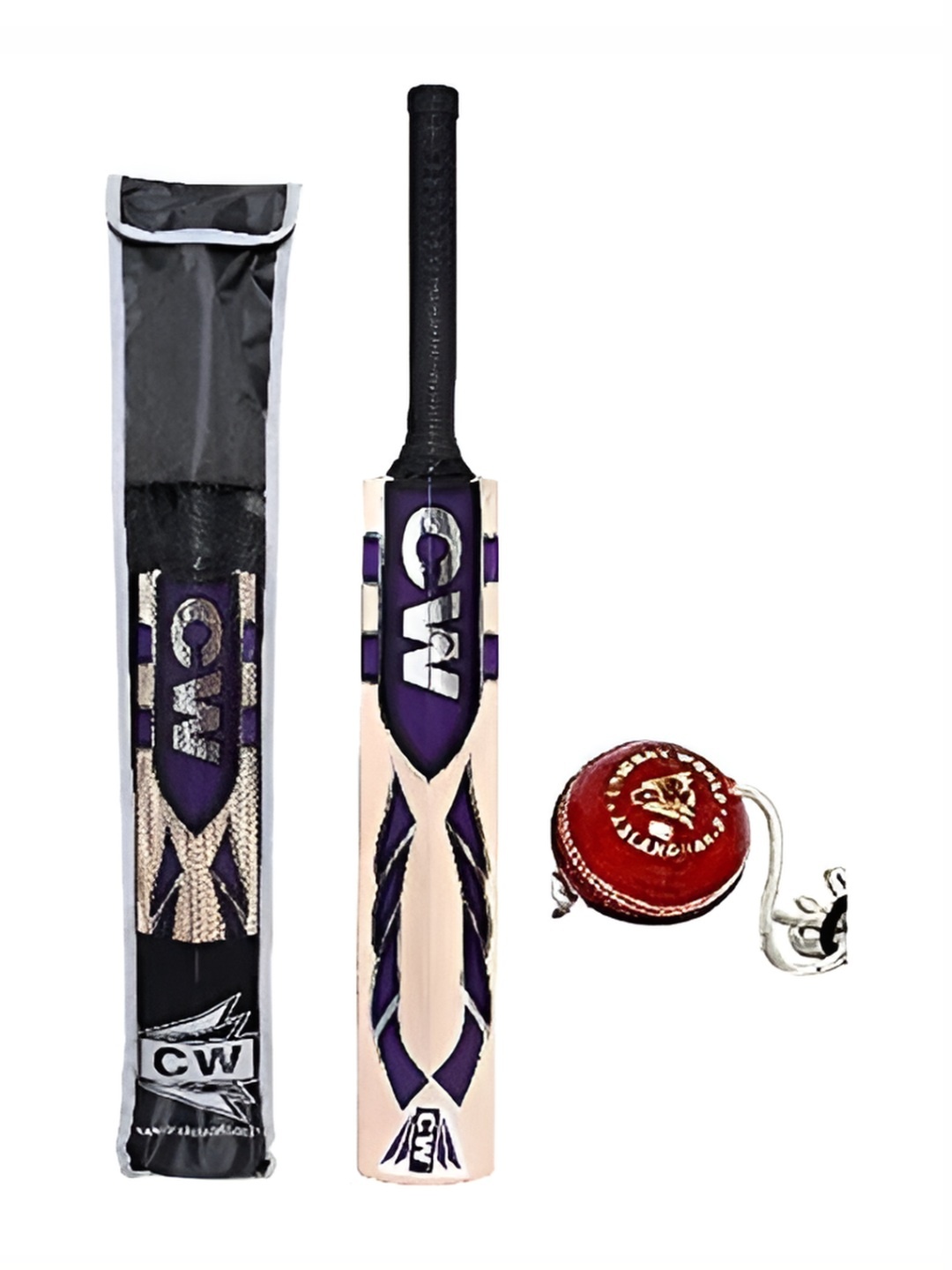 

CW Printed Kashmir Willow Cricket Bat With Hanging Ball, Black