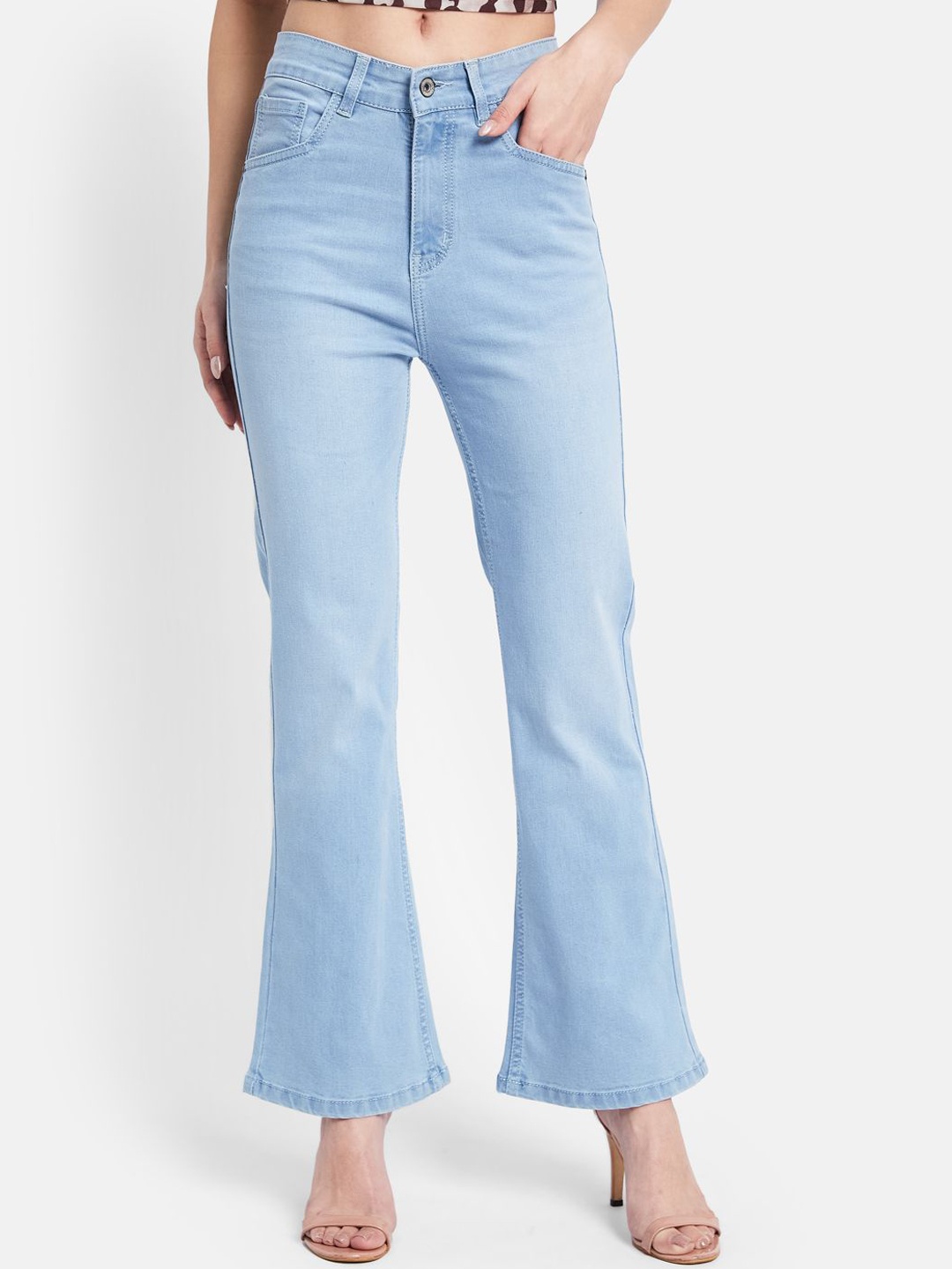 

METTLE Women Cotton Light Fade Stretchable Jeans, Blue