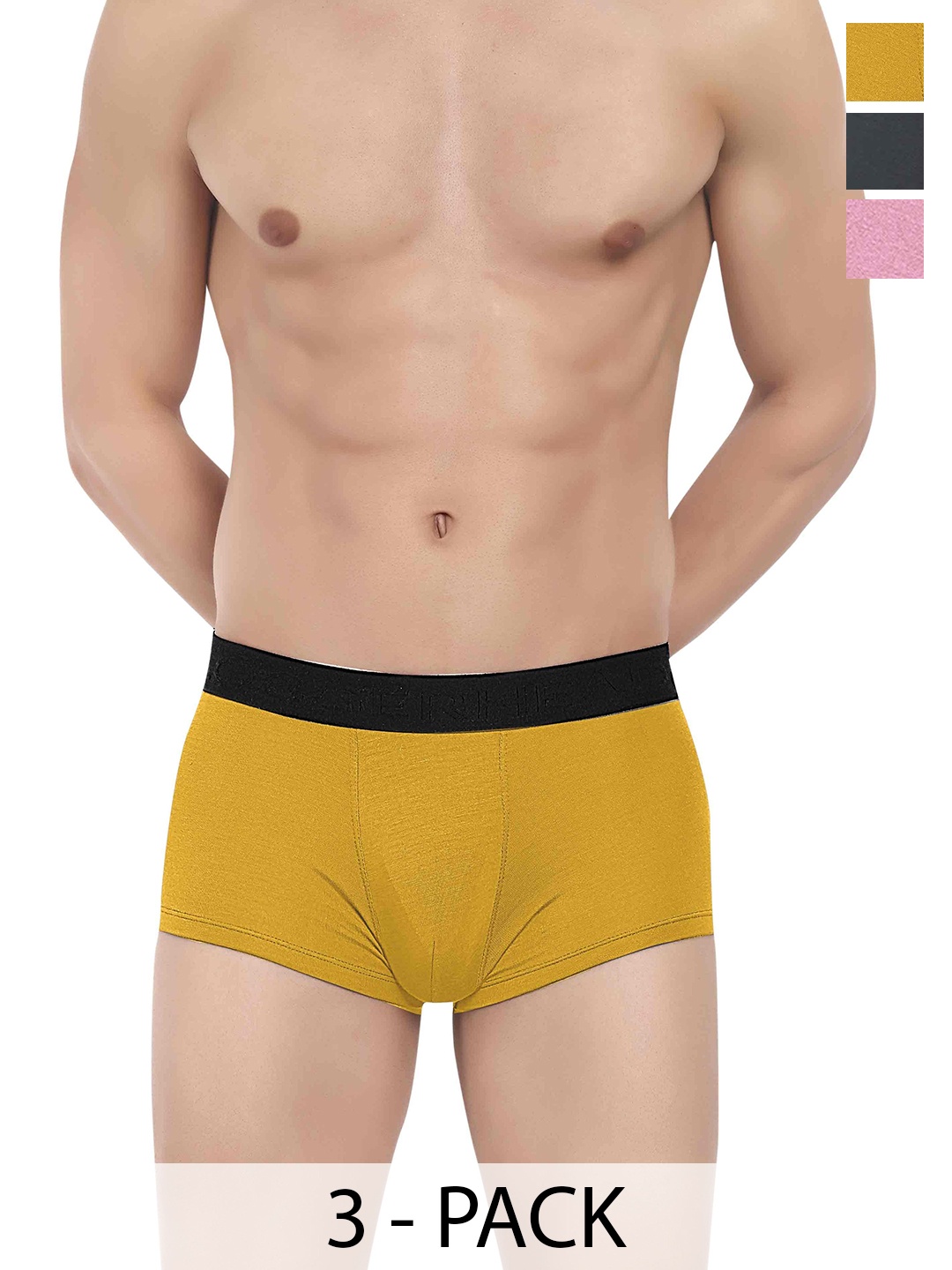 

LOGGERHEAD Pack Of 3 Cotton Short Trunks LHMT002-Pink-Yellow-Grey