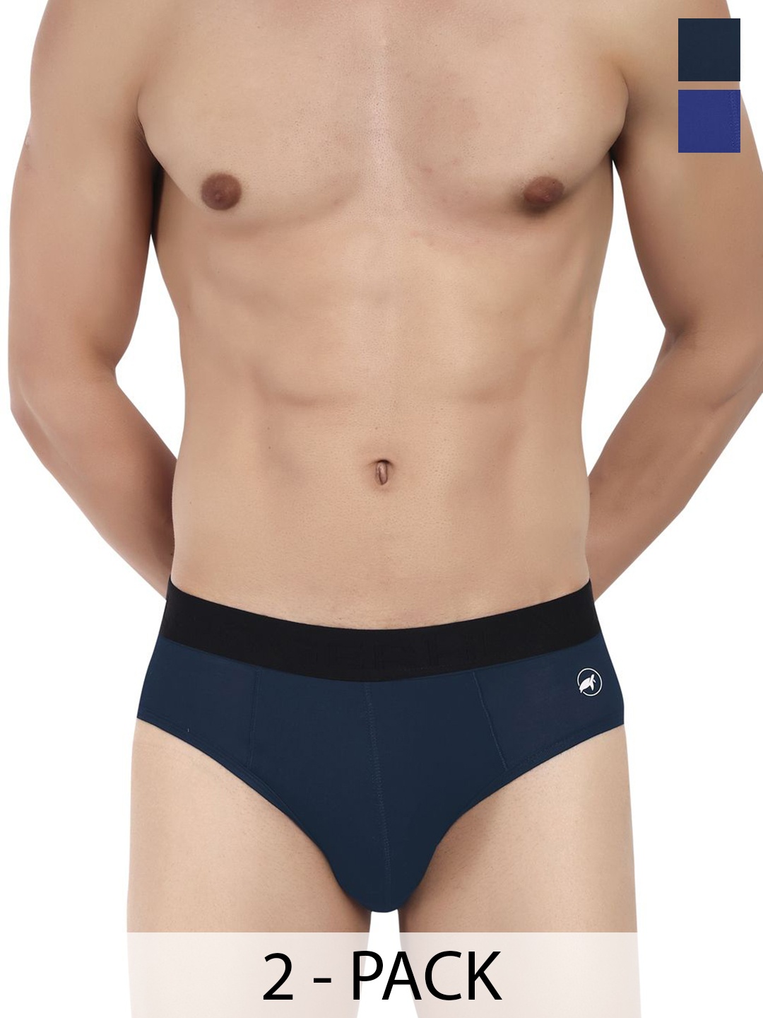 

LOGGERHEAD Pack Of 2 Cotton Hipster Briefs LHMB002-E.Blue-Navy, Navy blue