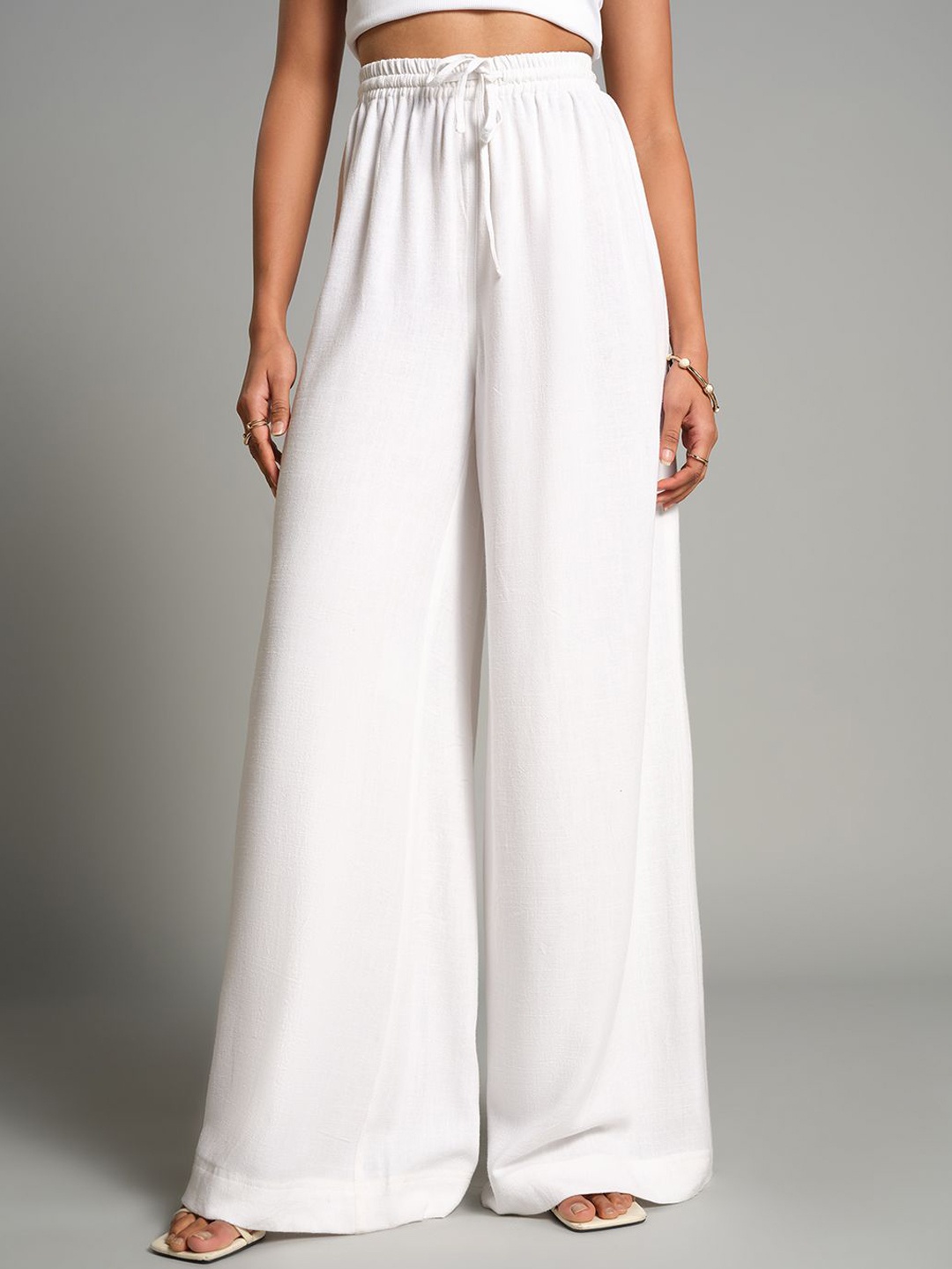 

AND Women Flared Trousers, White