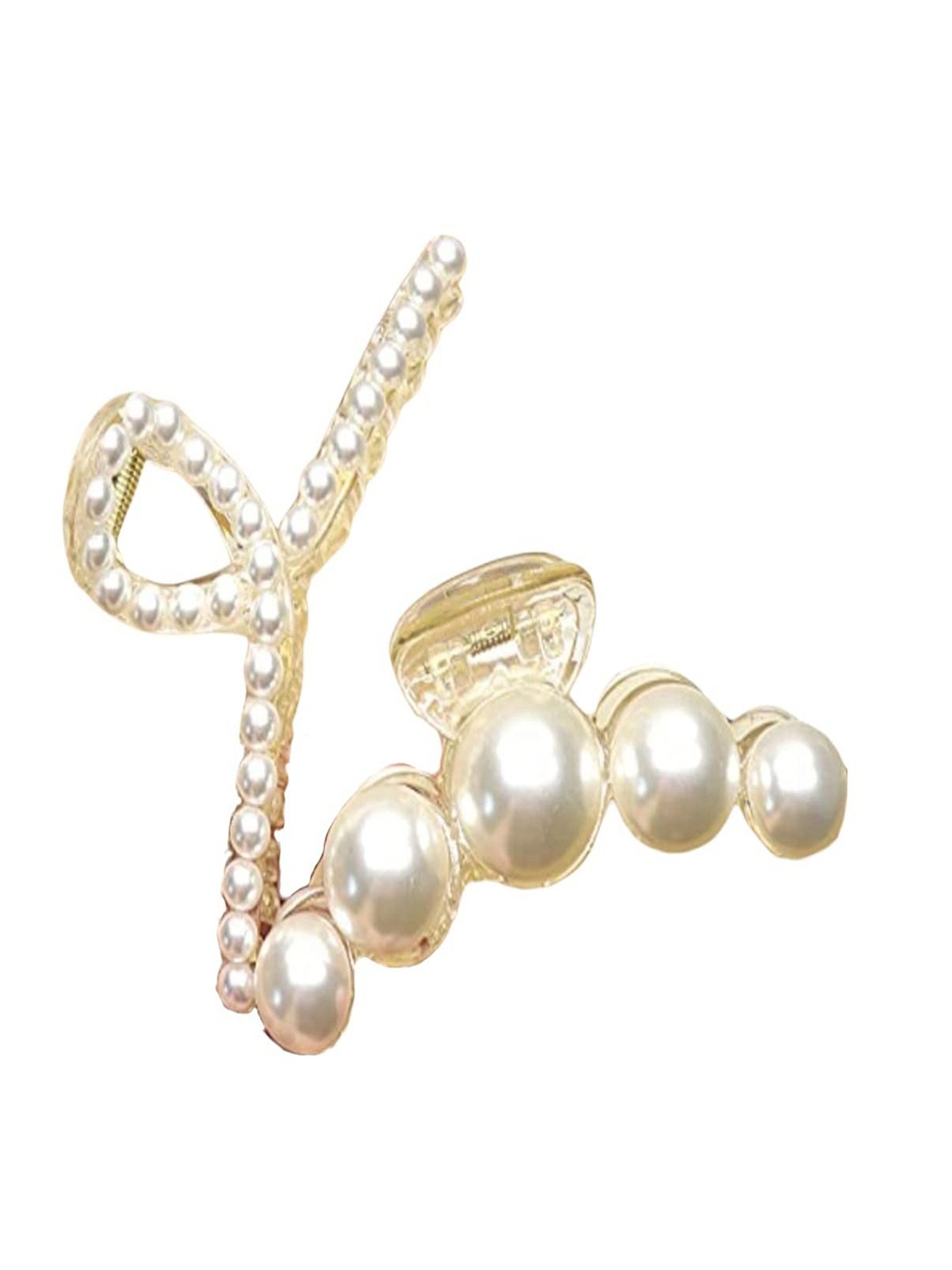 

ANNA CREATIONS Women Set of 2 Pearl Hair Claw Clips, White