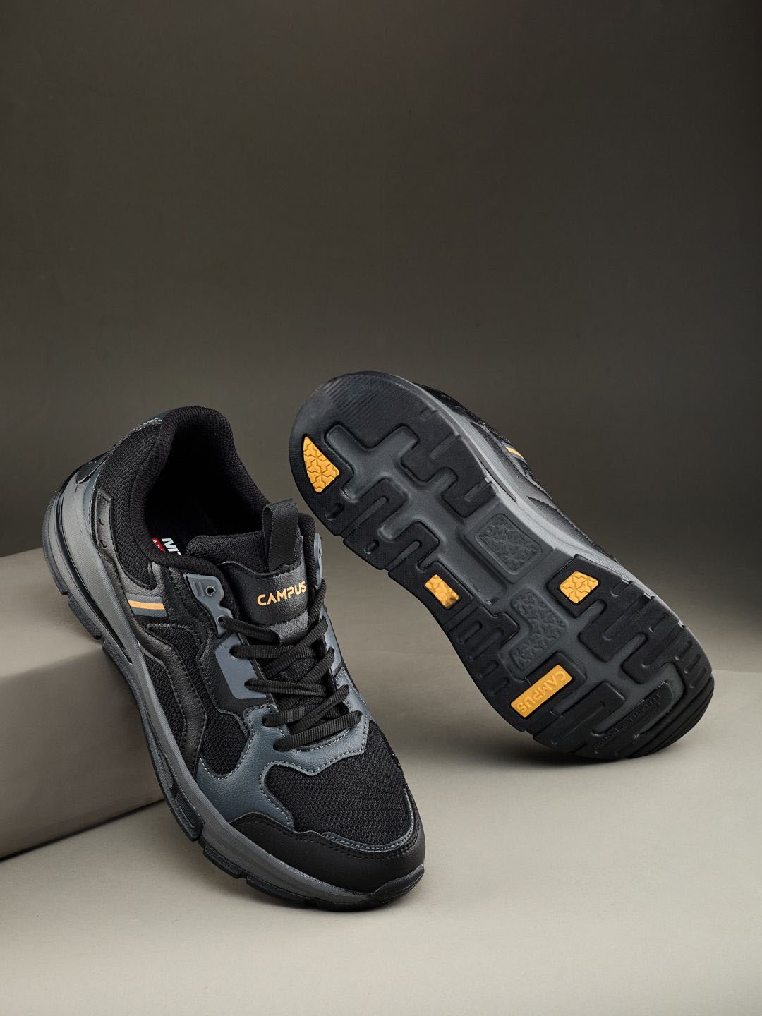 

Campus Harmony Gents Men Mesh Mid-Top Sneakers with Memory Foam, Black