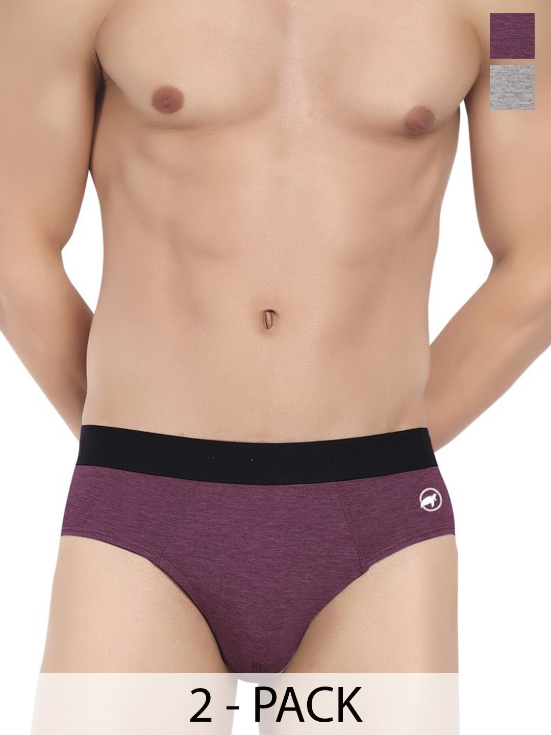 

LOGGERHEAD Cotton Mid-Rise Basic Briefs LHFB004-Grey-Wine, Maroon