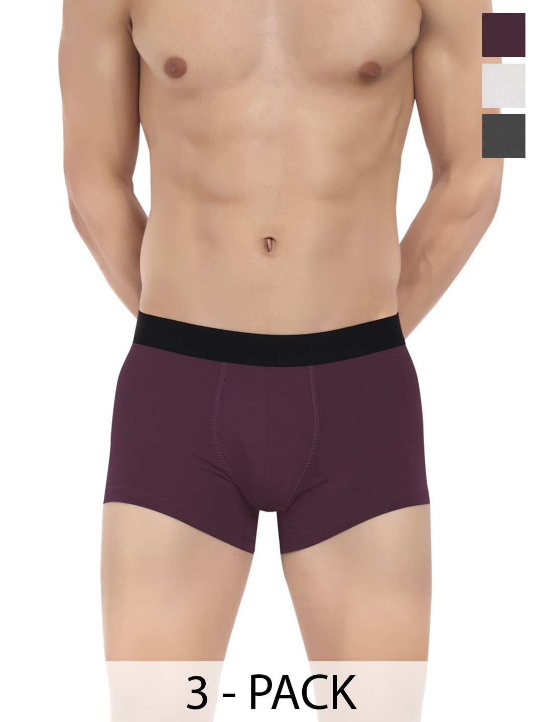 

LOGGERHEAD Pack Of 3 Cotton Long Trunks LHFT004-Marron-Anthra-White, Maroon