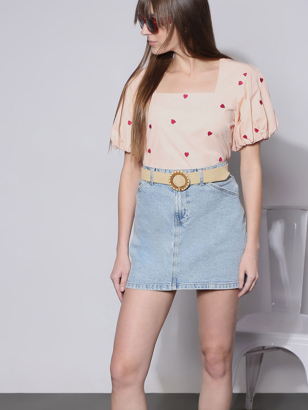 

Vero Moda Puff Sleeve Cotton Top, Beige