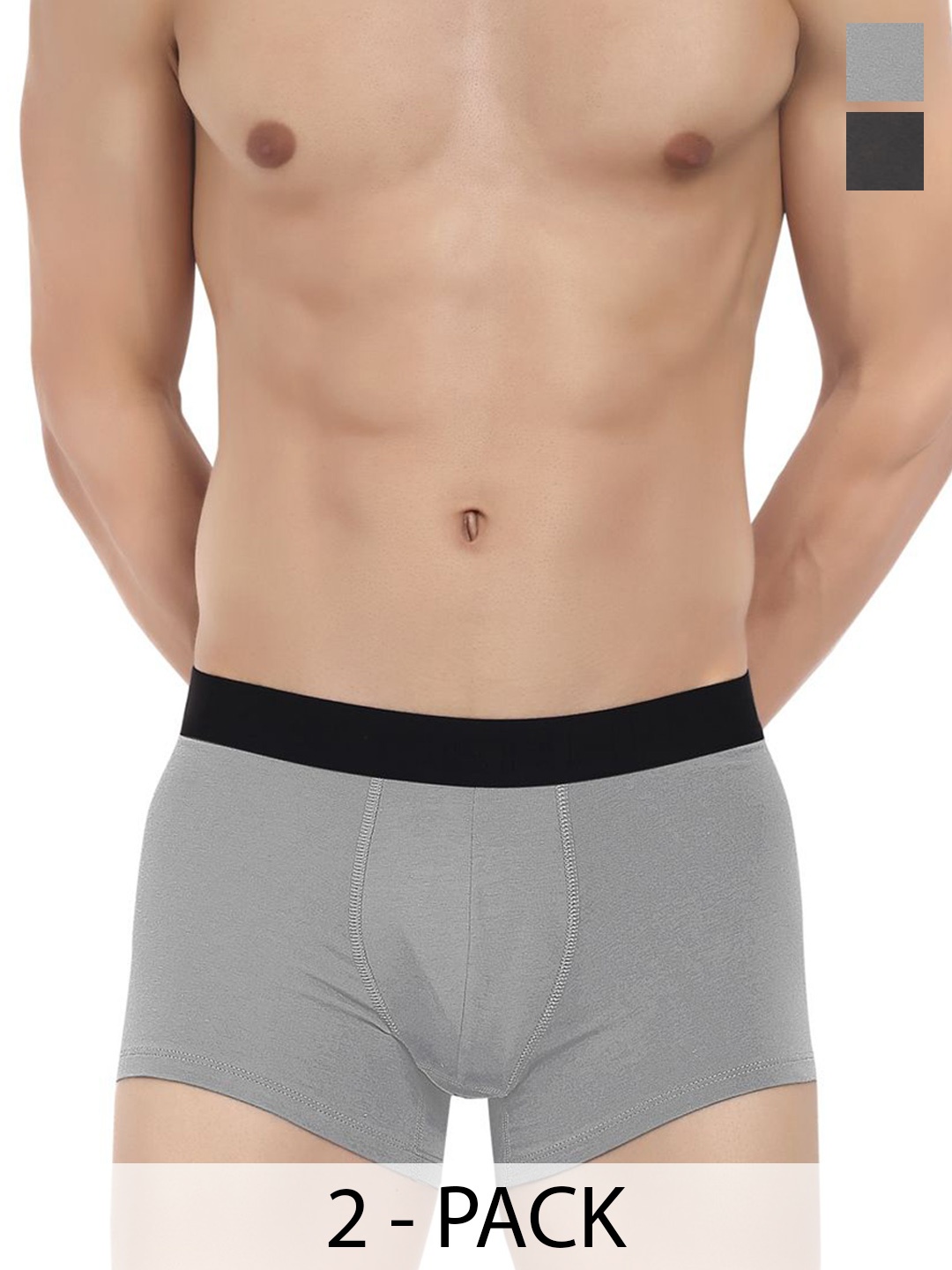 

LOGGERHEAD Pack Of 2 Cotton Long Trunks LHFT004-DarkGrey-Grey