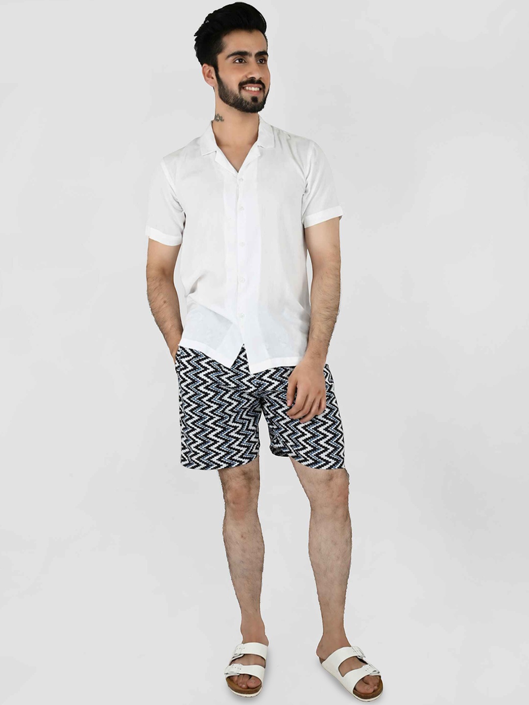 

Blissence Pure Cotton Shirt With Shorts, White
