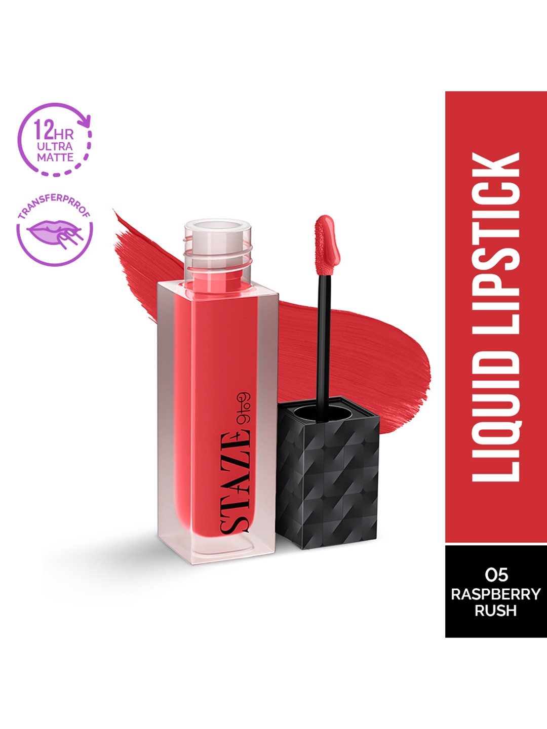 

STAZE 9to9 Lips Don't Lie Matte Transferproof Liquid Lipstick 4 ml - Raspberry Rush 06, Red