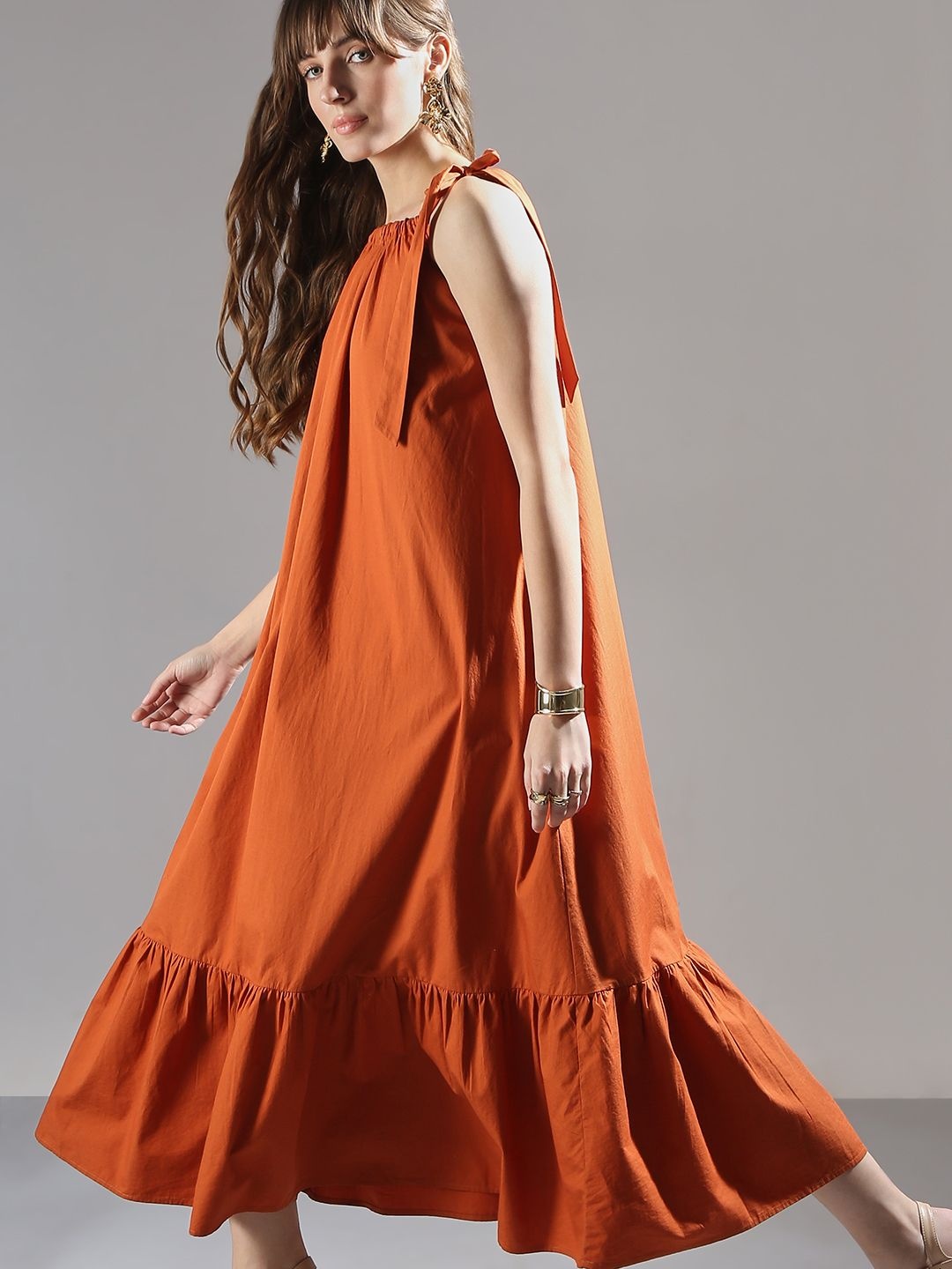 

Vero Moda A-Line Midi Dress, Rust