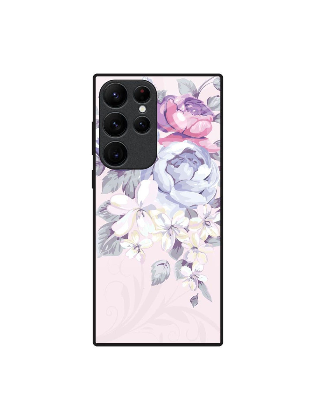

QRIOH Elegant Floral Printed Samsung Galaxy S22 Ultra Back Case, Pink