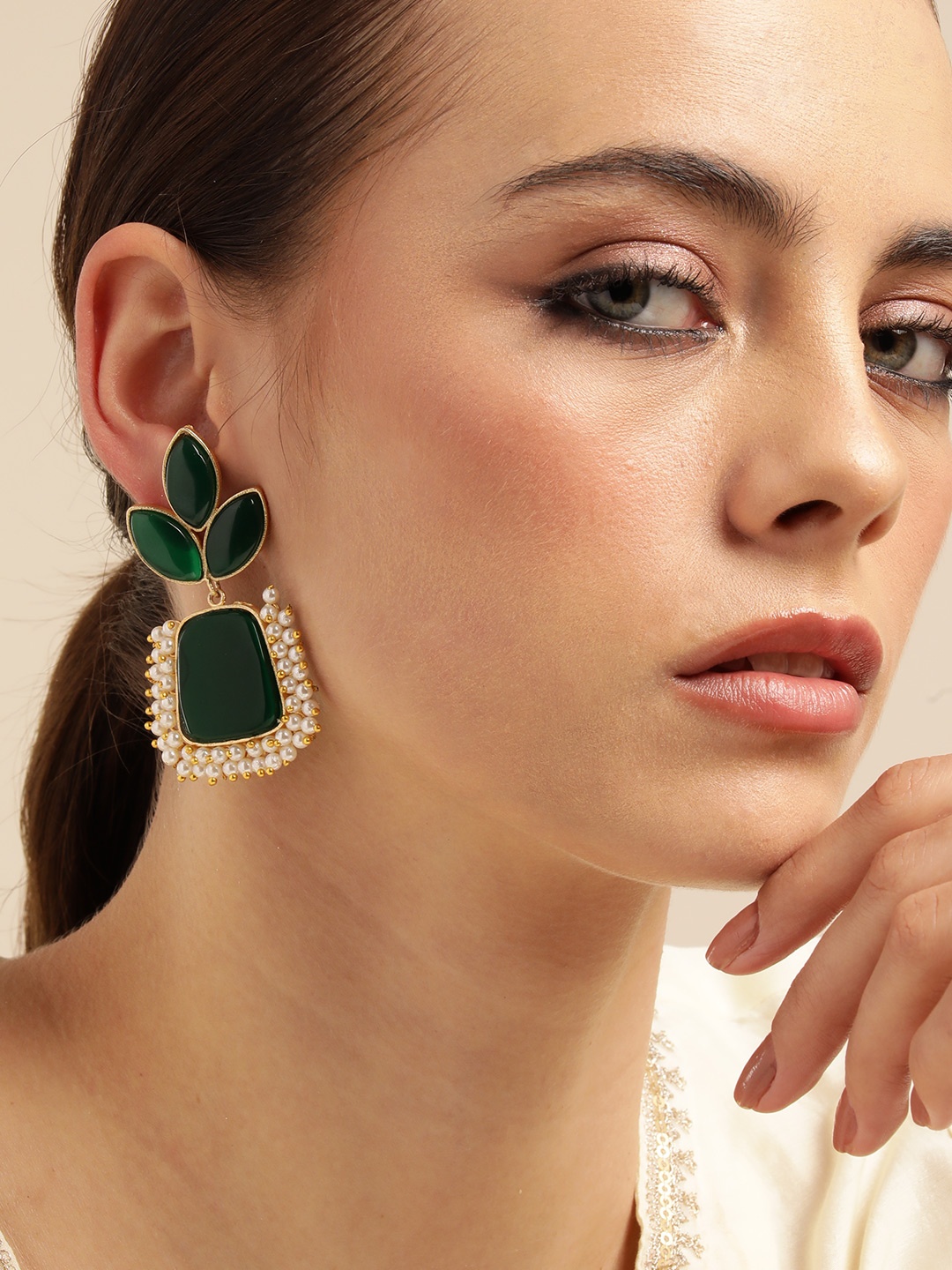 

Anouk Gold-Plated Classic Drop Earrings, Green