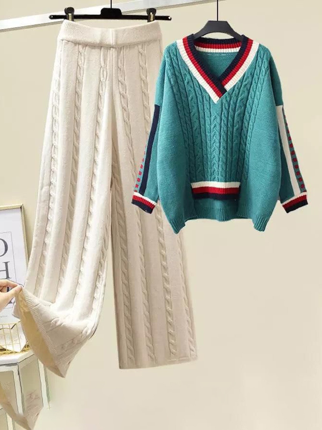 

Alamode By Akanksha Blue Larisa Woolen Co-Ord Set