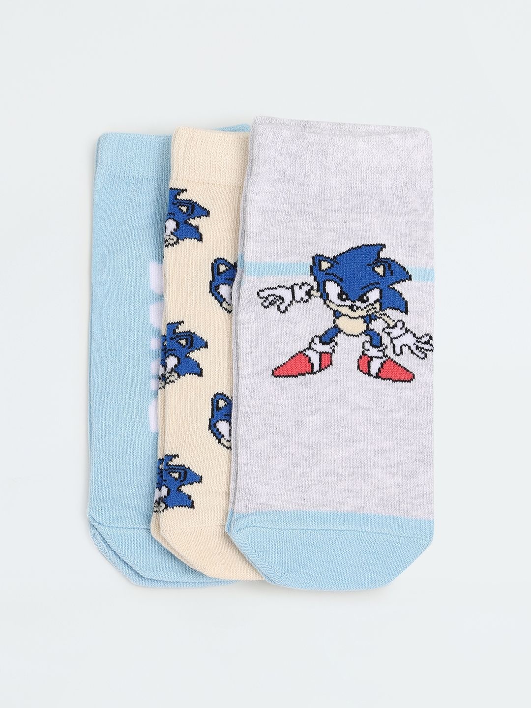 

max Boys Pack Of 3 Patterned Shoe Liners-Length Socks, Grey