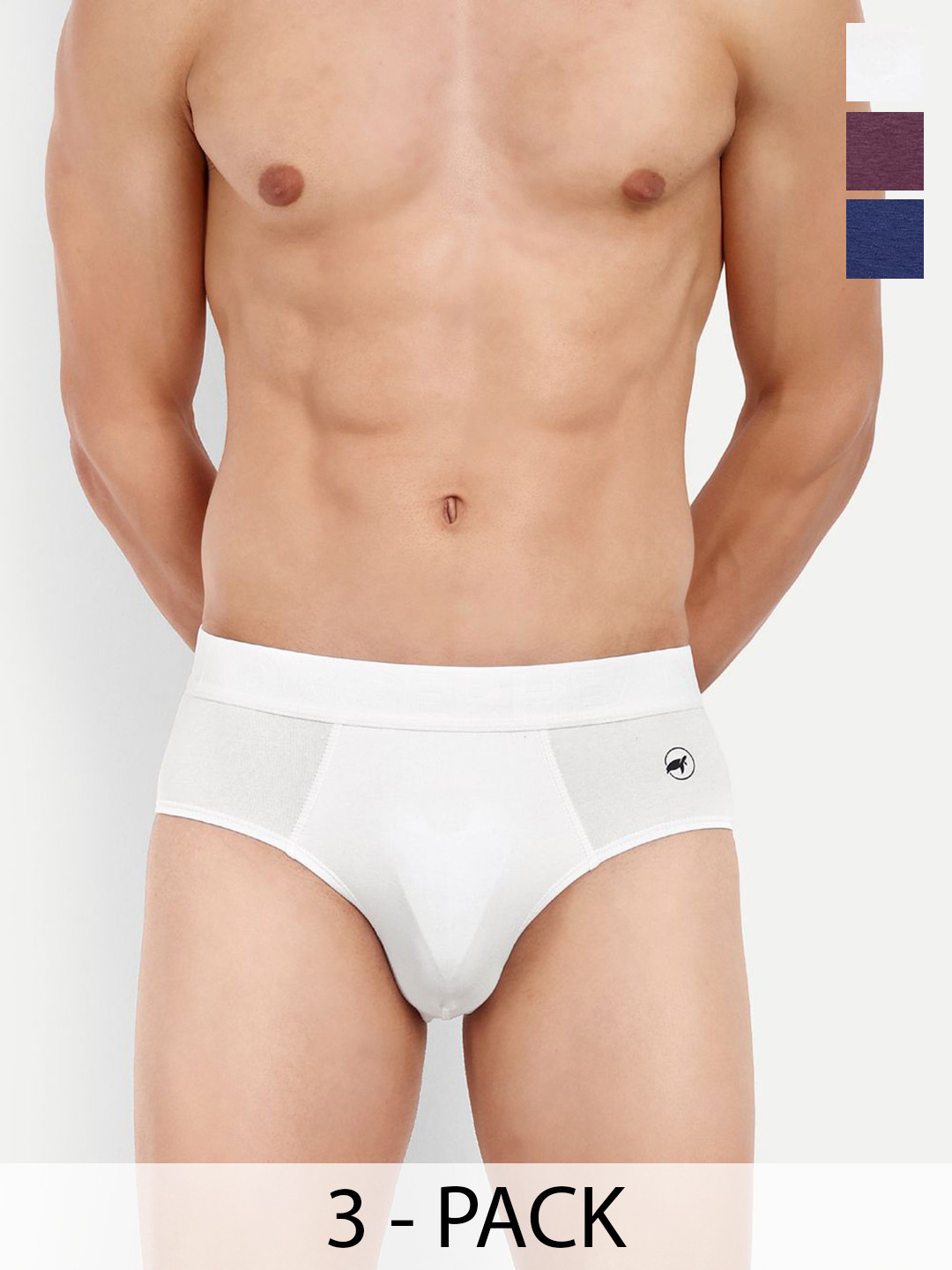 

LOGGERHEAD Pack Of 3 Cotton Mid-Rise Basic Briefs LHFB004-Navy-Wine-White