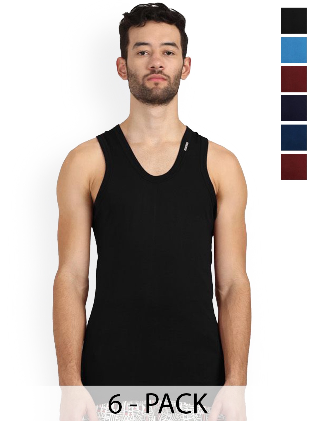 

Rupa Pack Of 6 Cotton Assorted Undershirt Vests Frontline-Color-Asst-RN-6-90