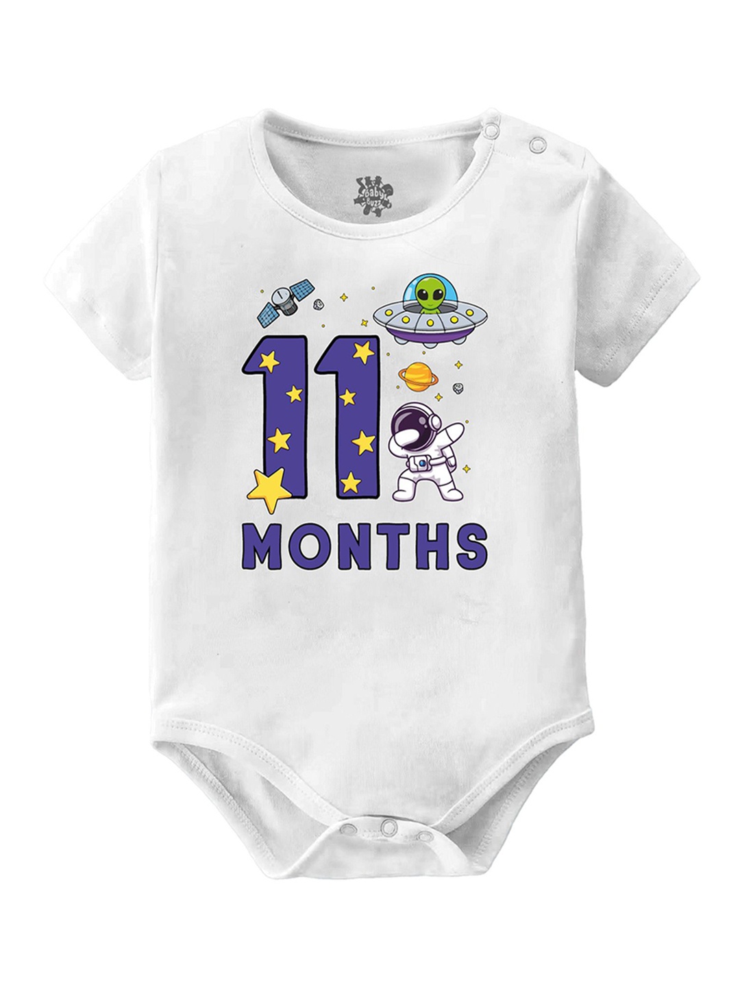 

Baby Buzz Kids Printed Pure Cotton Rompers, White