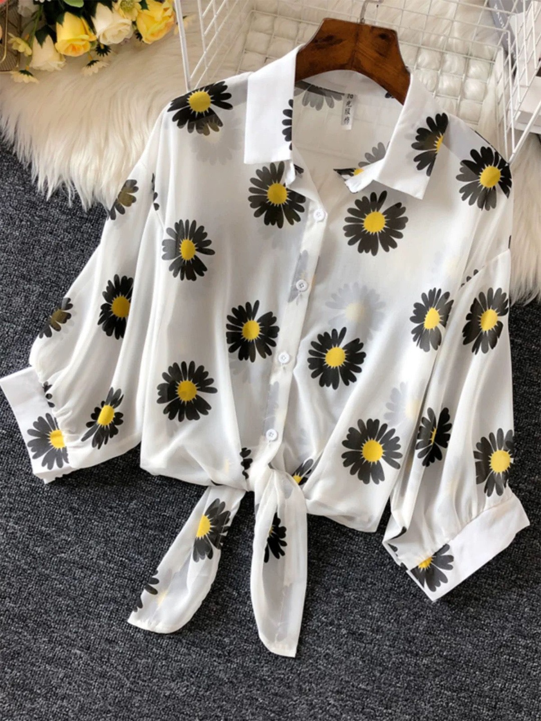 

MADE FOR HER LABEL Women Floral Opaque Printed Casual Shirt, White