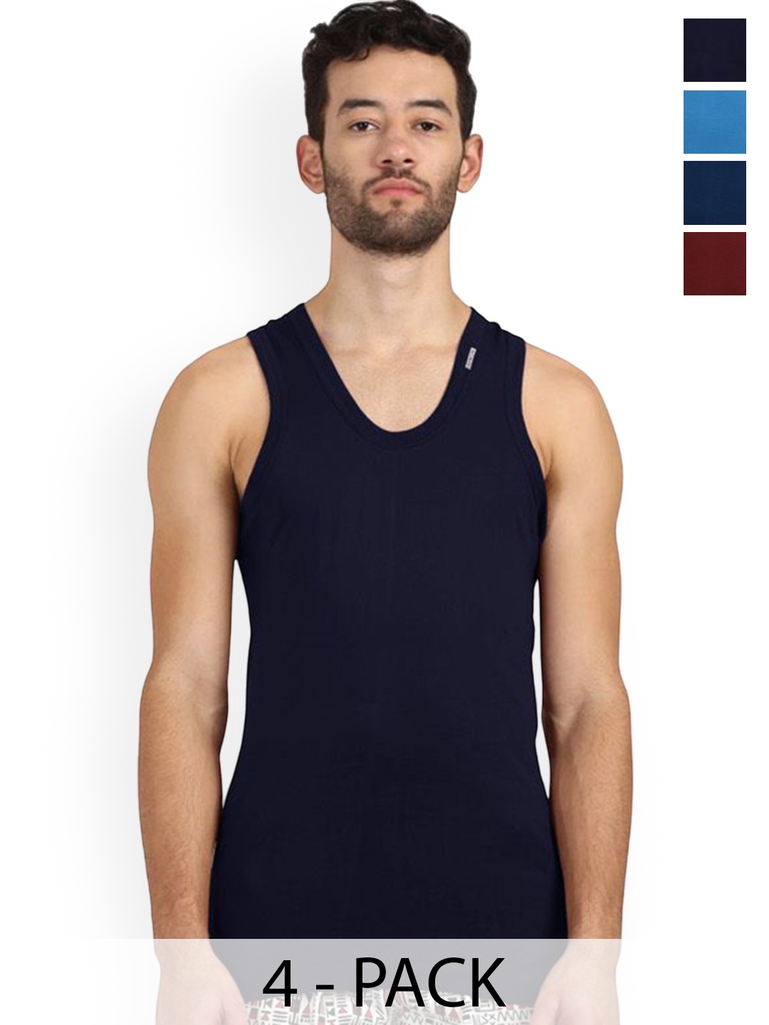 

Rupa Pack Of 4 Assorted Pure Cotton Innerwear Vests - Frontline-Color-Asst-RN-4-85
