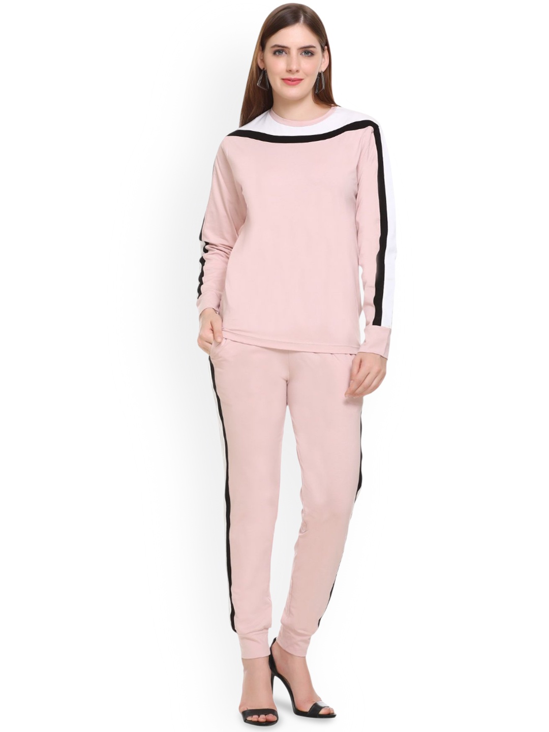 

BeriBlu Round Neck T-Shirt And Jogger, Pink