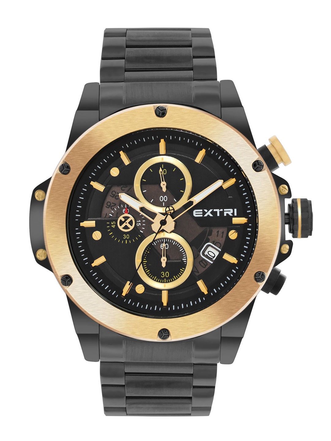 

EXTRI Men Dial & Stainless Steel Bracelet Style Straps Analogue Watch X6080-D, Gold