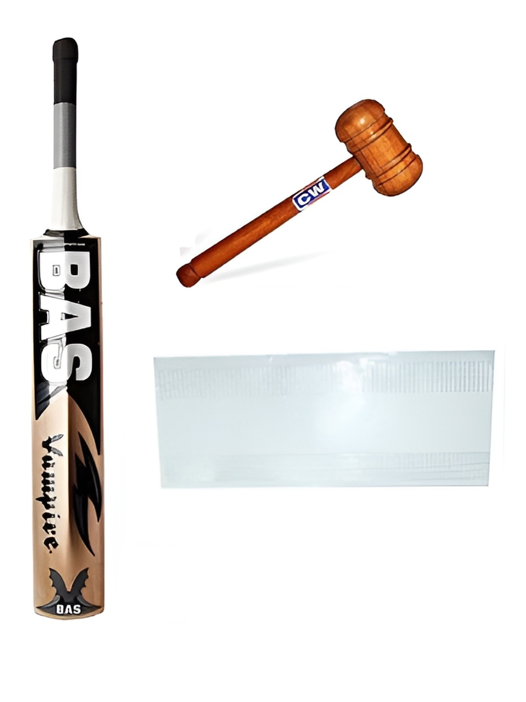 

CW BAS Vampire Topper Kashmir Willow Cricket Bat With Knocking Mallet & Scuff Sheet, Black