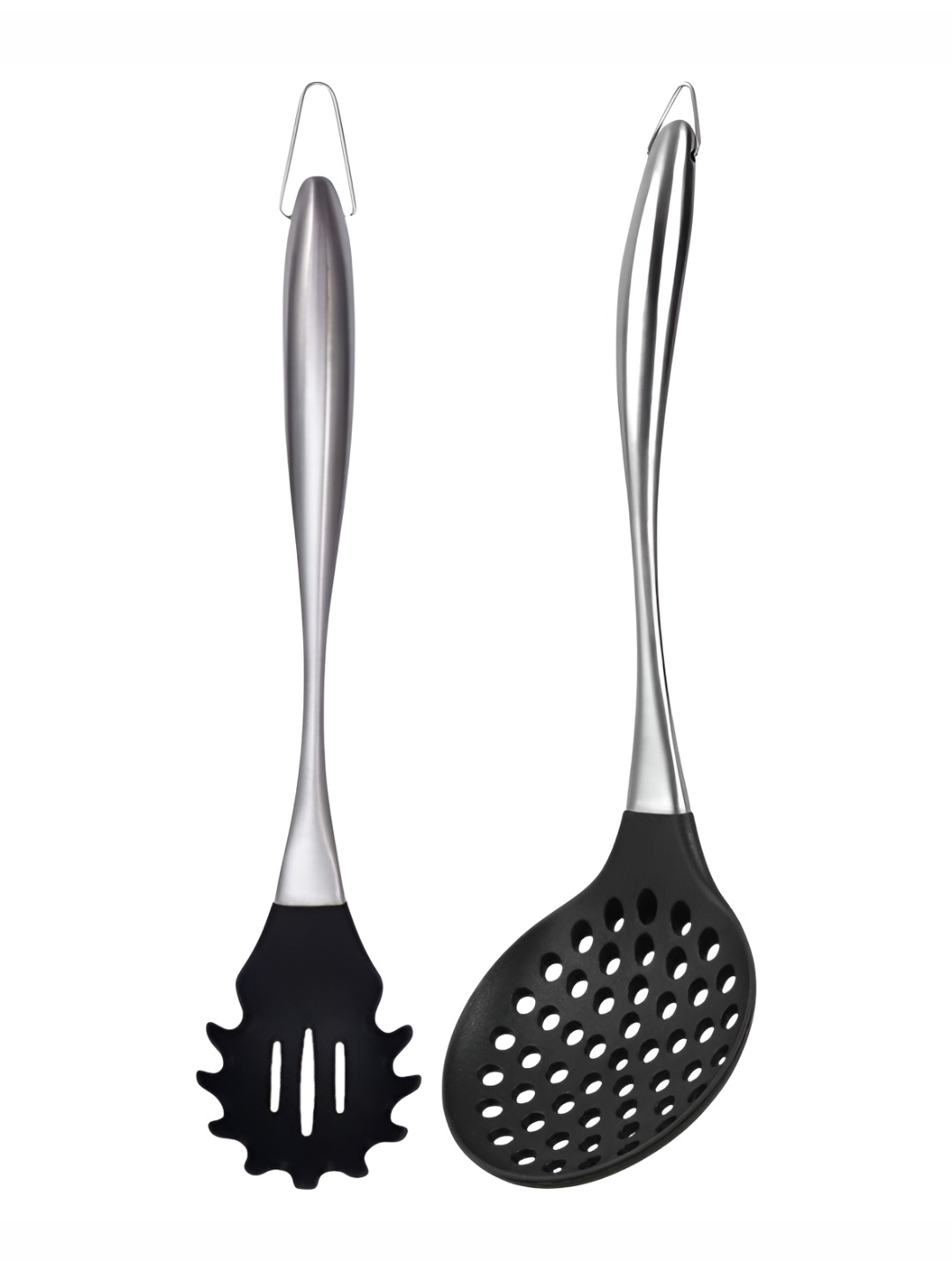 

Baskety Black 2 Pcs Steel Skimmer Pasta Server Spoon Spatula
