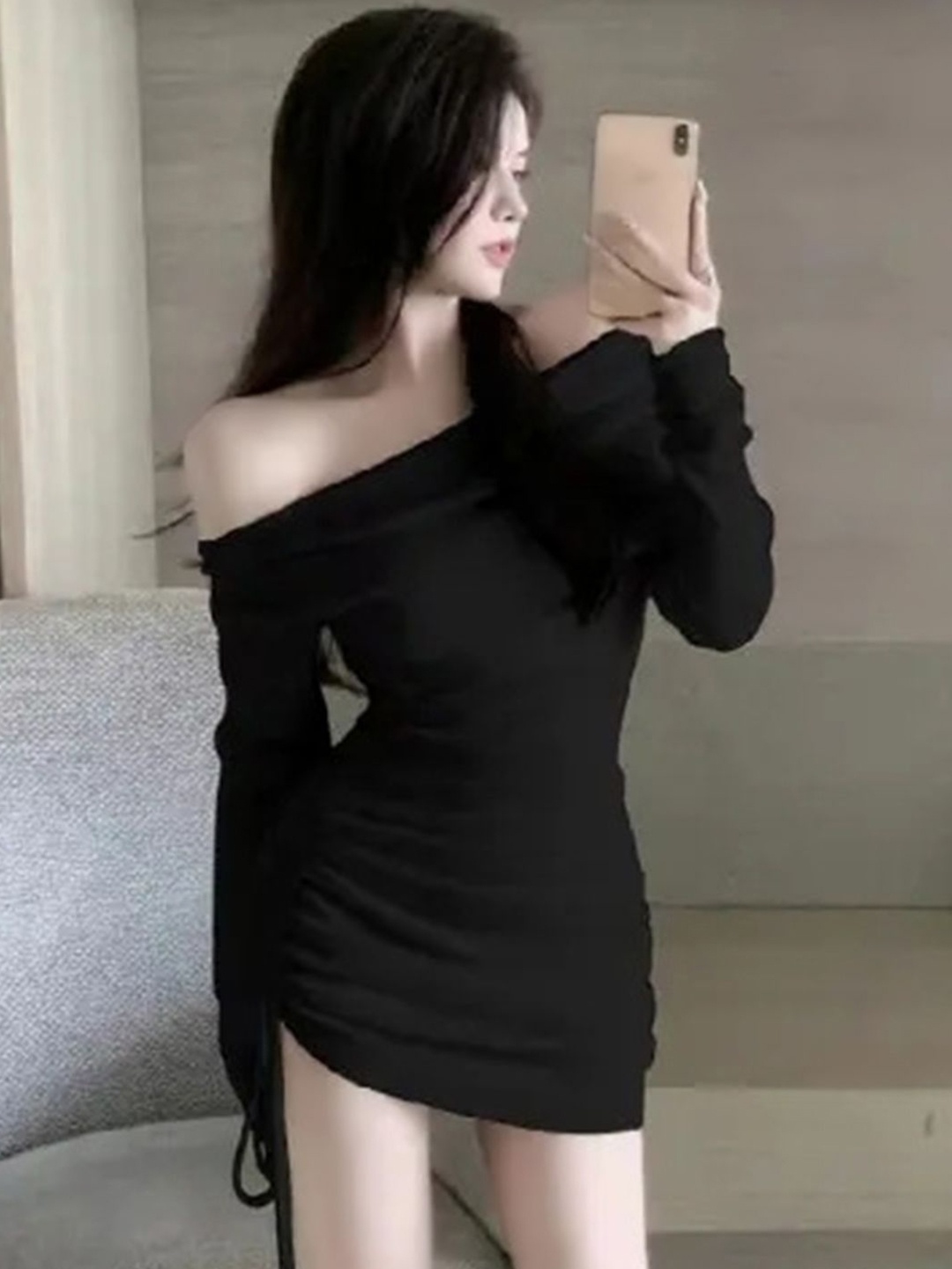 

Mast & Harbour Women Off-Shoulder Bodycon Dress, Black