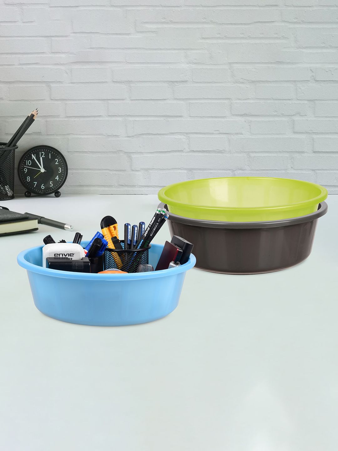 

Kuber Industries Grey & Green 3 Pieces Multi-Utility Organisers 6 L Each