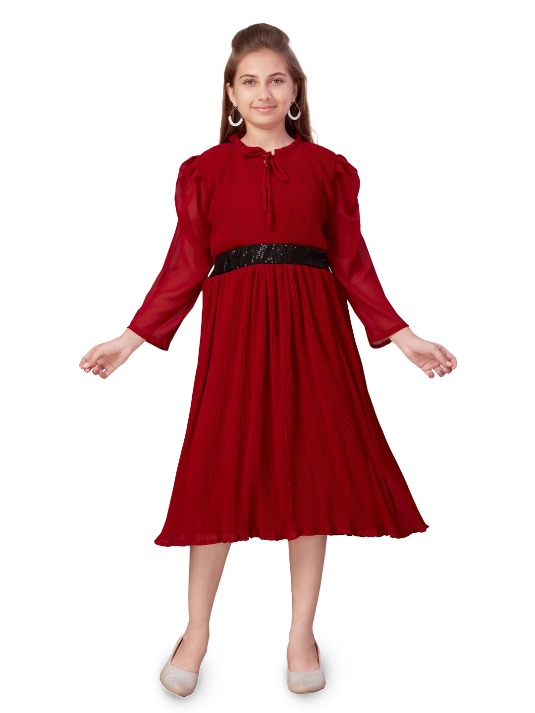 

Aarika Georgette Fit & Flare Midi Dress, Maroon