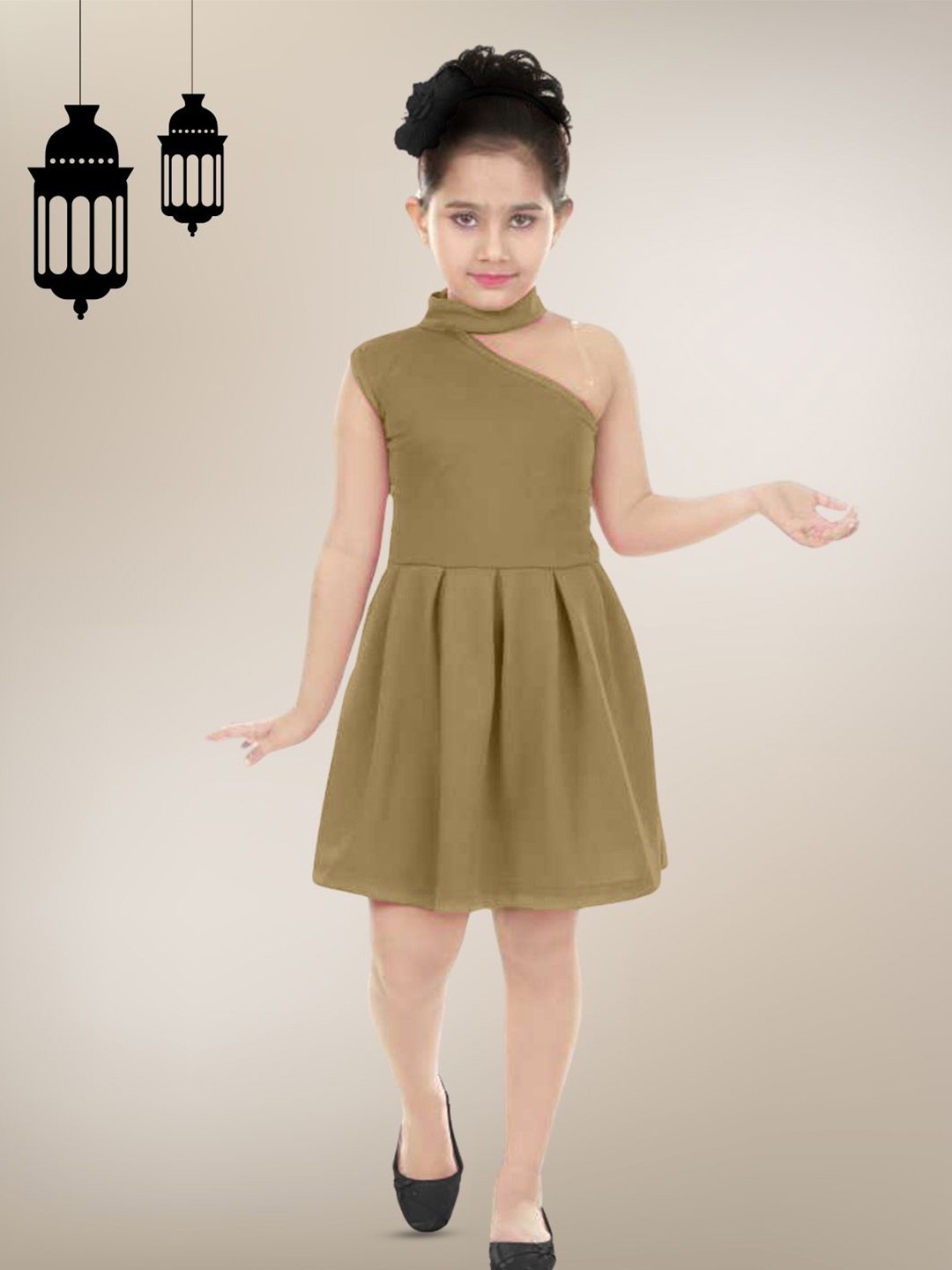 

BAESD Girls One Shoulder Fit-Flare Dress, Khaki