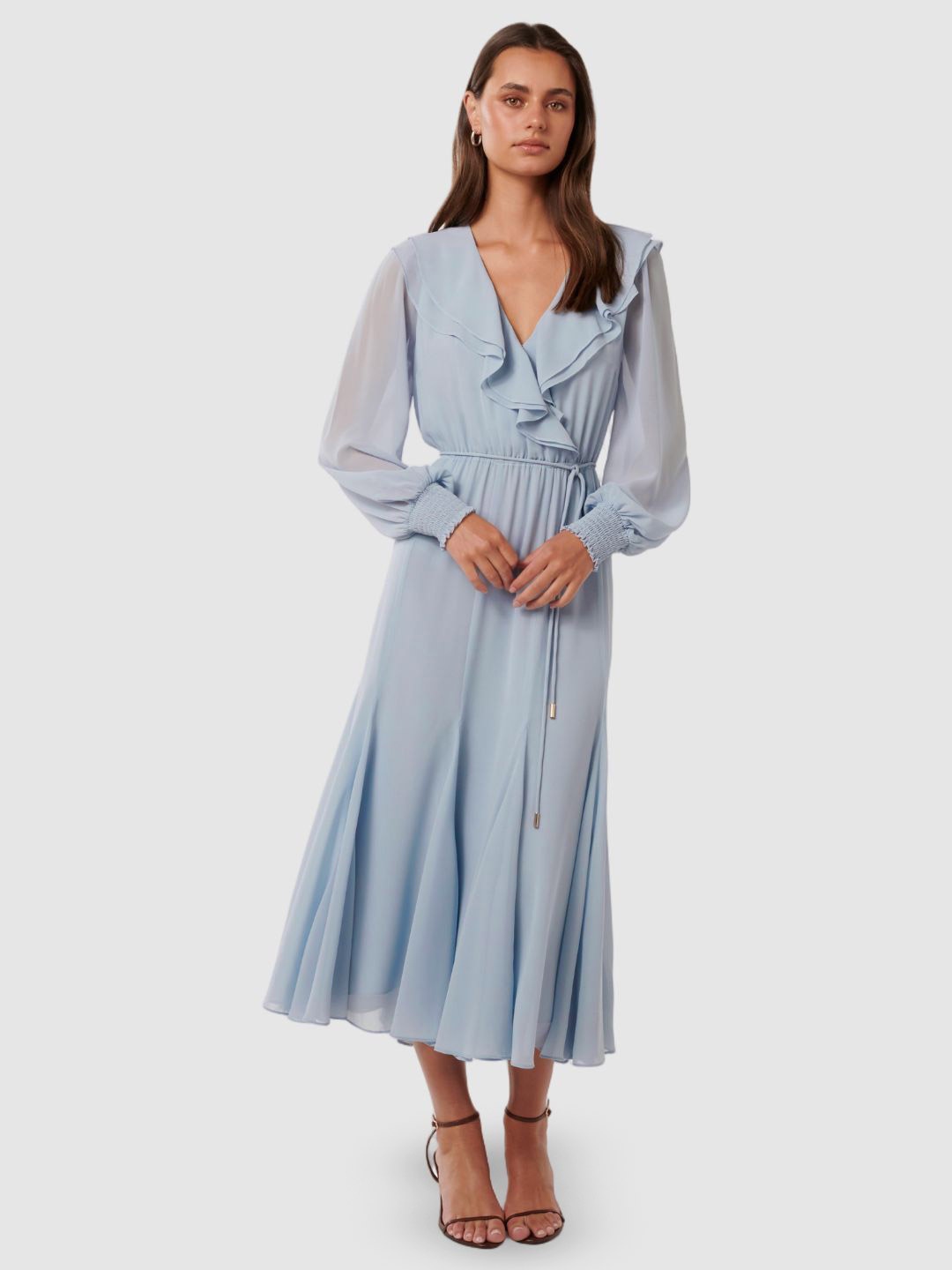 

Forever New Women Bishop Sleeve A-Line Midi Dress, Blue