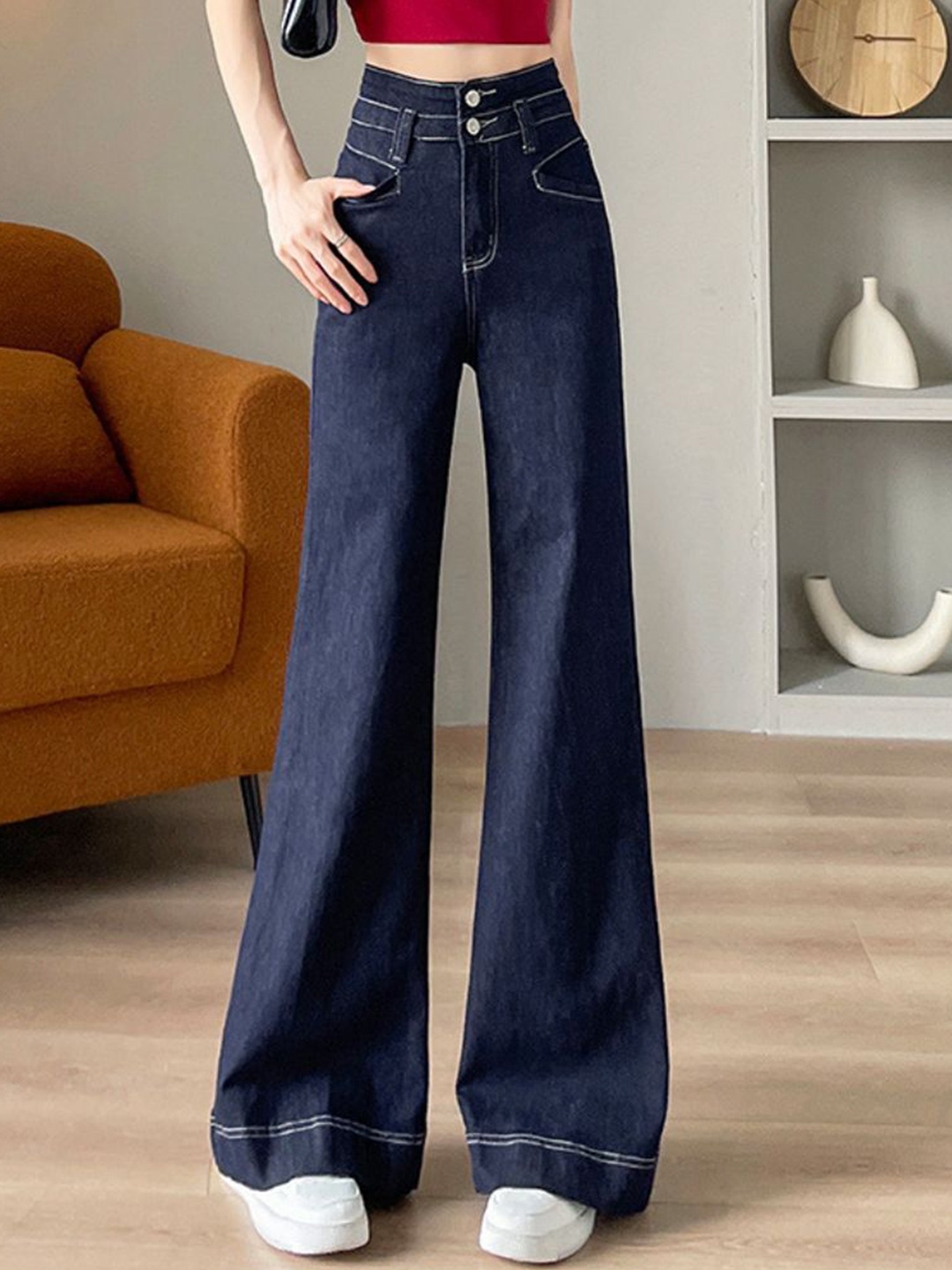 

StyleCast Women Wide Leg Jeans, Navy blue