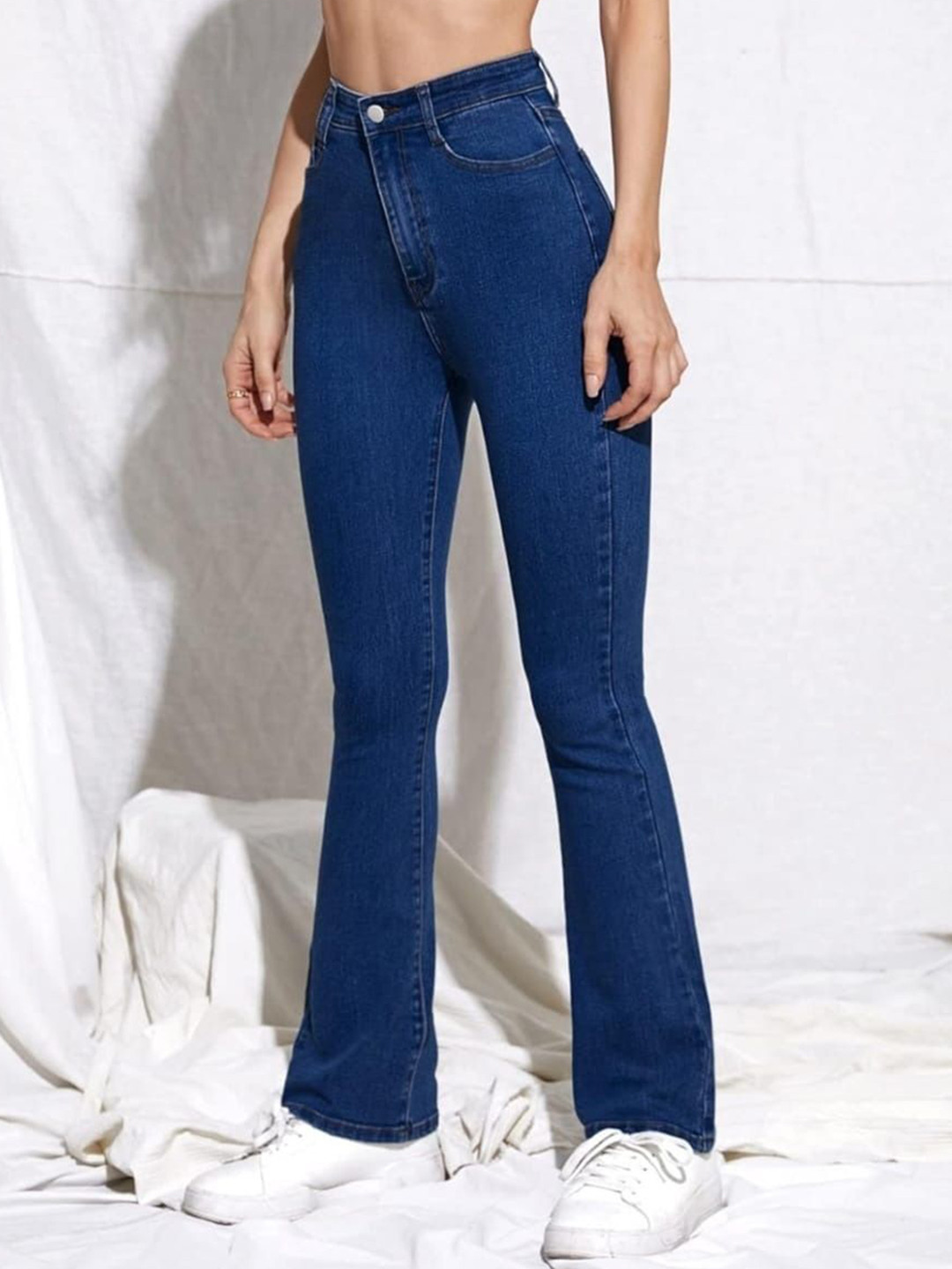 

BROADSTAR Women Smart Bootcut High-Rise Stretchable Jeans, Navy blue